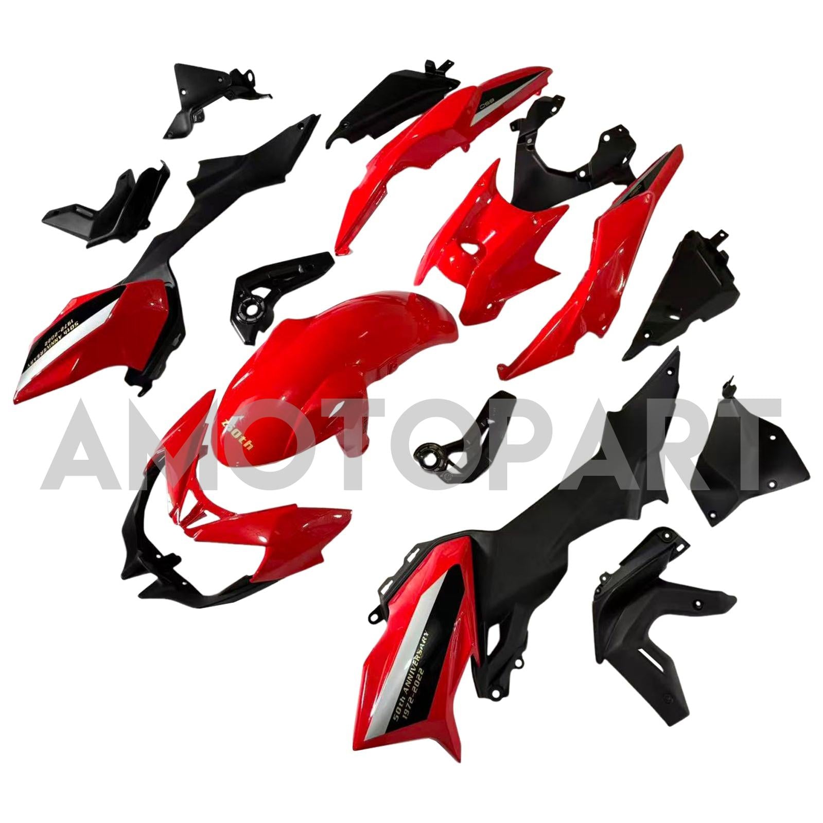 Amotopart 2020–2023 Kawasaki Z650 Rot Schwarz Verkleidungsset
