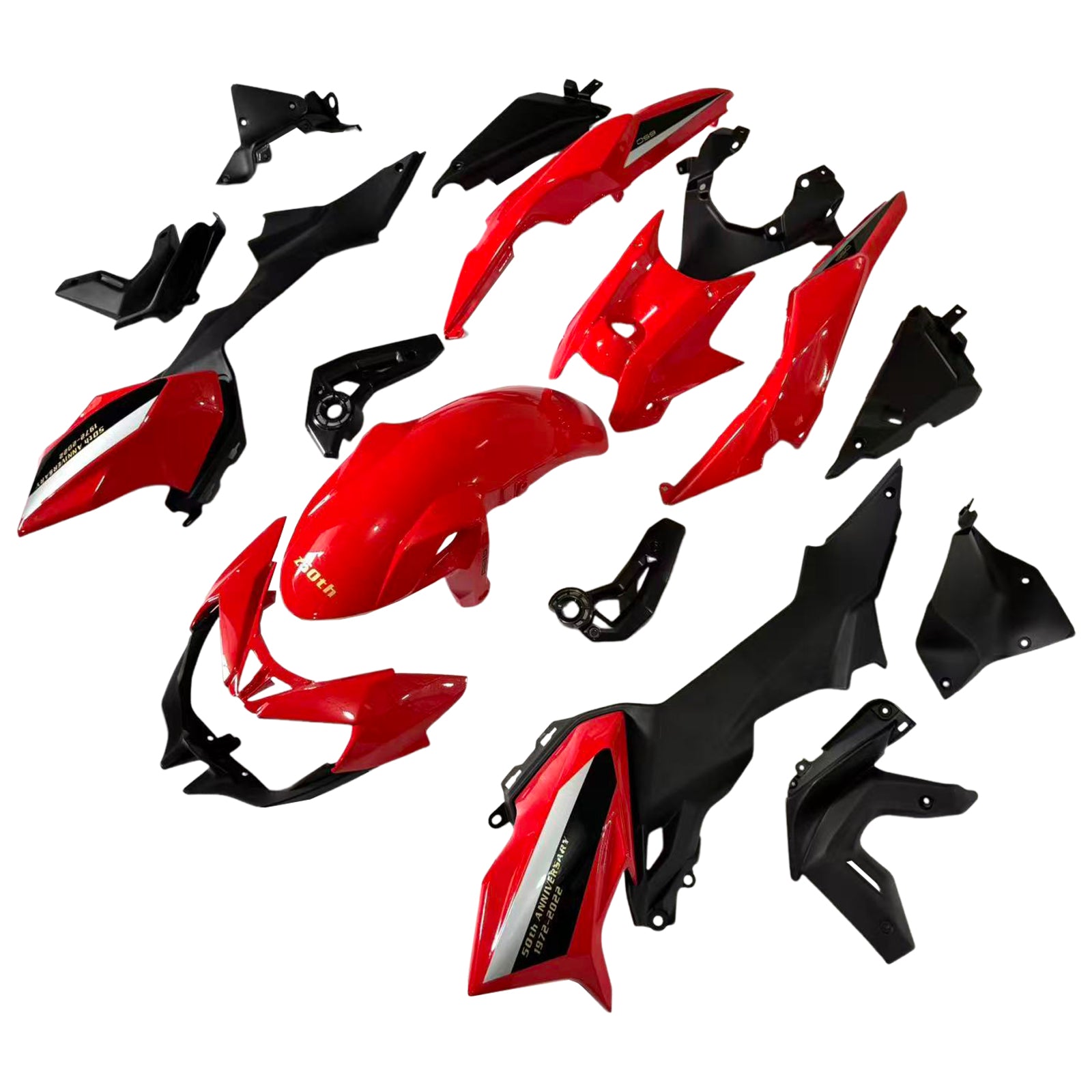 Amotopart 2020-2023 Kawasaki Z650 Red Black Fairing Kit