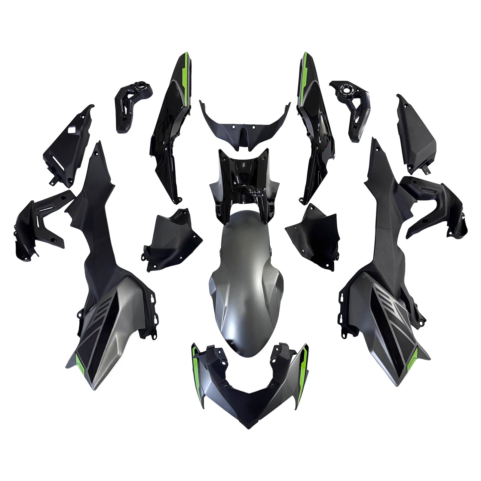 Amotopart 2020-2023 Kawasaki Z650 Black Green Fairing Kit