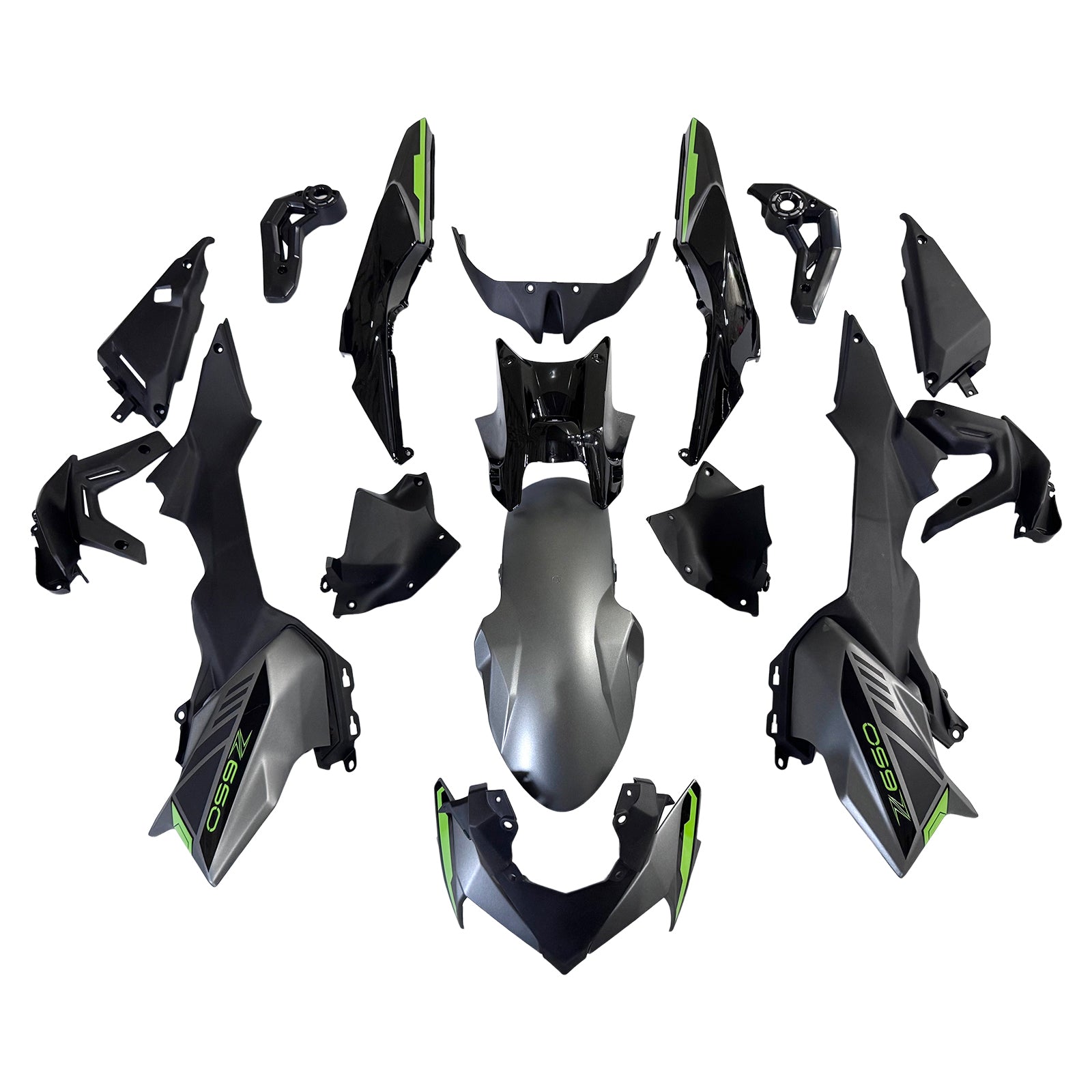 Amotopart 2020-2025 Kawasaki Z650 Black Green Fairing Kit