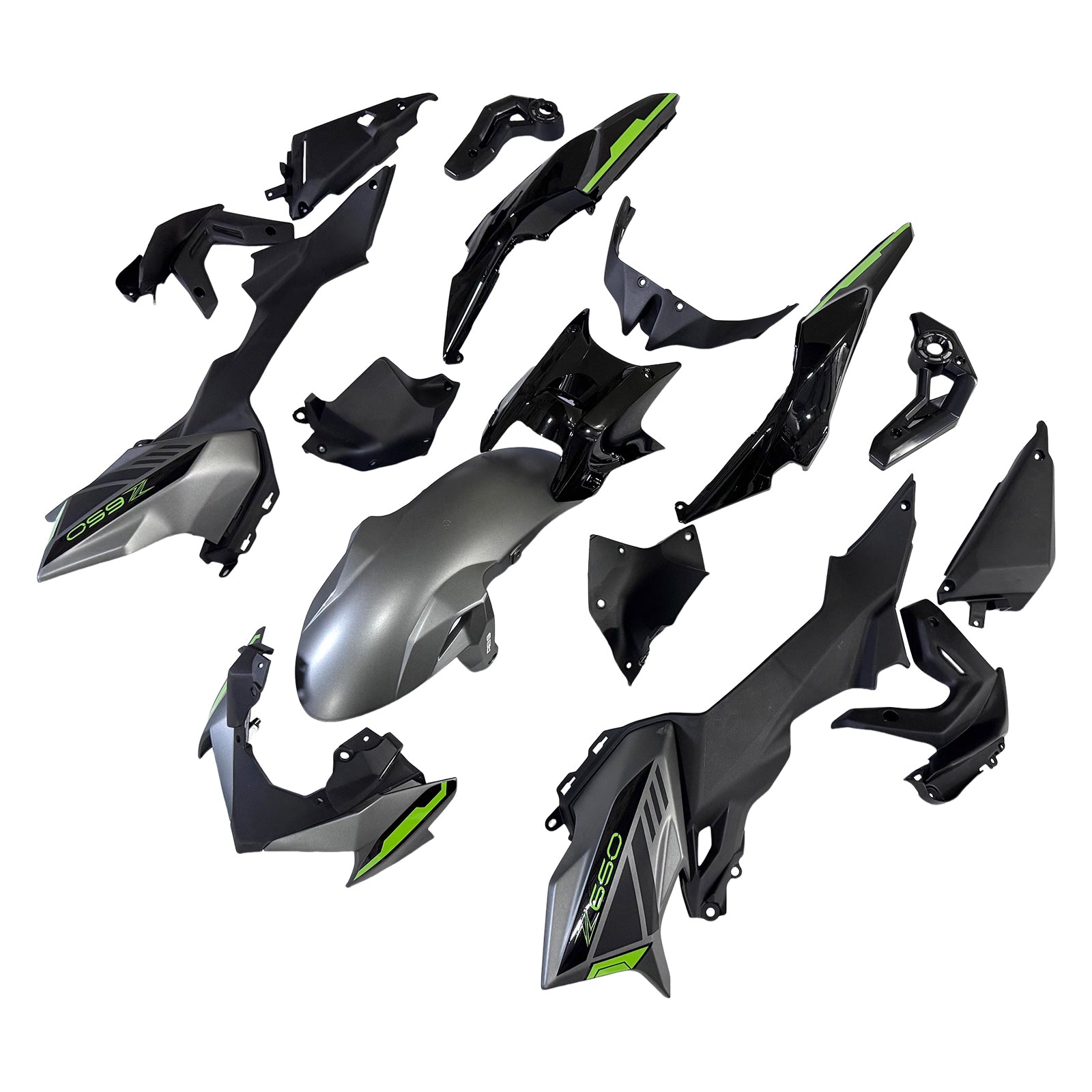 Amotopart 2020-2025 Kawasaki Z650 Black Green Fairing Kit