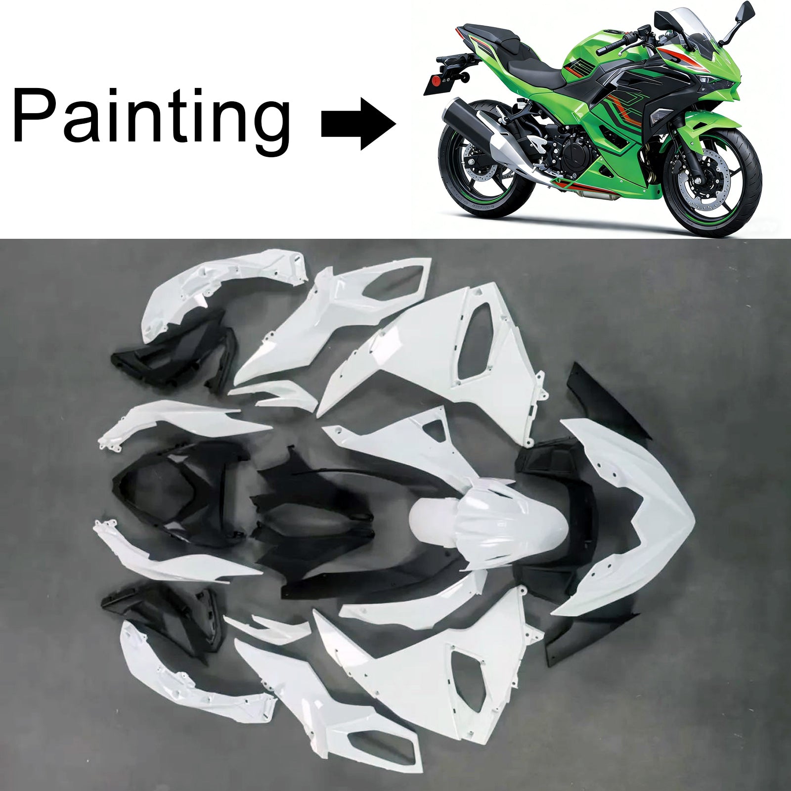 Amotopart 2024-2025 Kawasaki Ninja 500 Black Red Green Fairing Kit