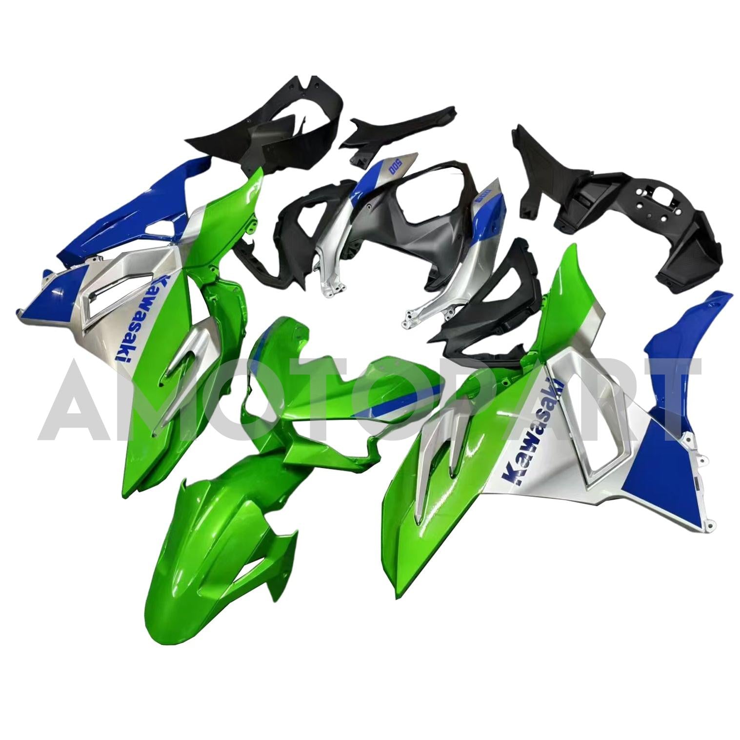 Amotopart 2024-2025 Kawasaki Ninja 500 White Green Black Fairing Kit