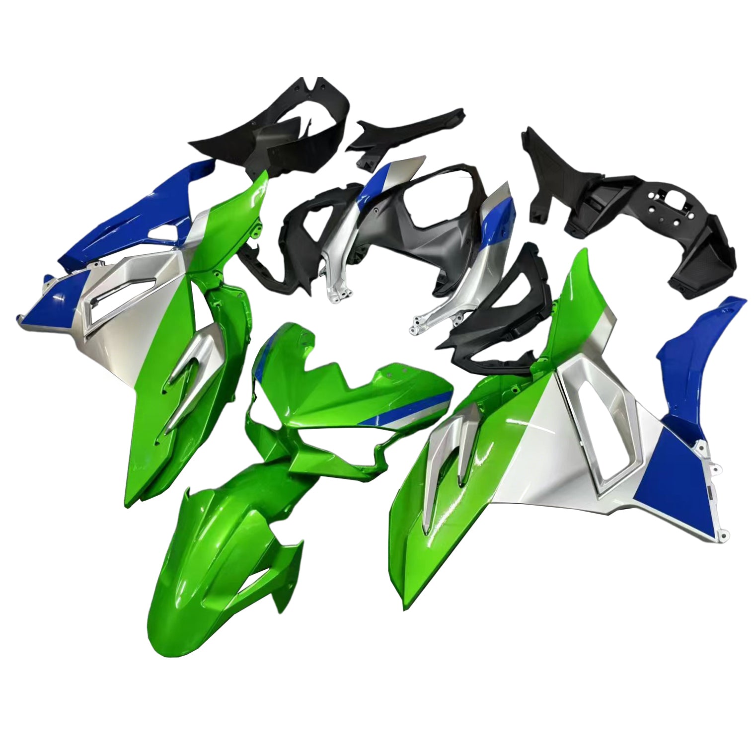 Amotopart 2024-2026 Kawasaki Ninja 500 Silver Green Black Fairing Kit