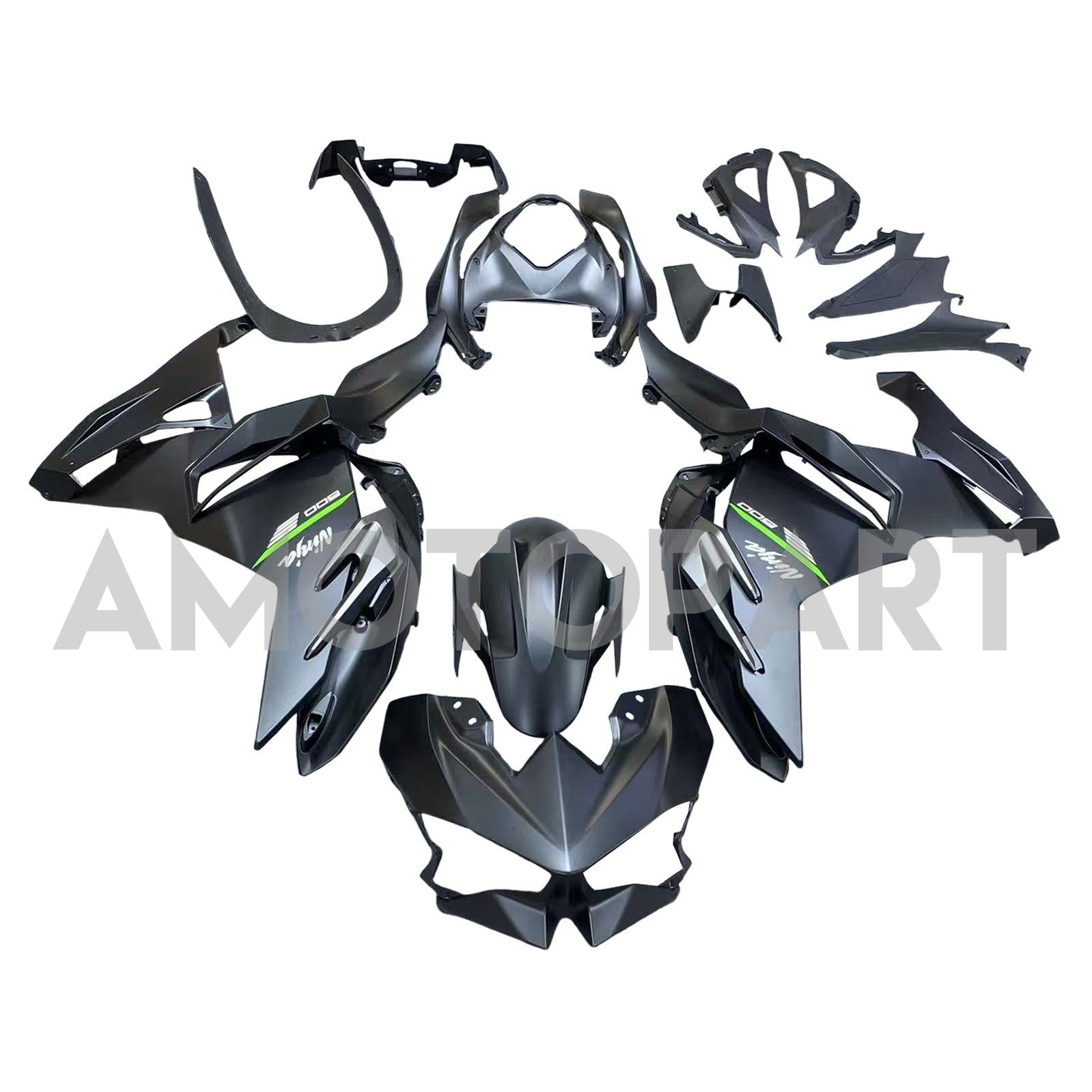 Amotopart 2024-2025 Kawasaki Ninja 500 Matte Black Fairing Kit