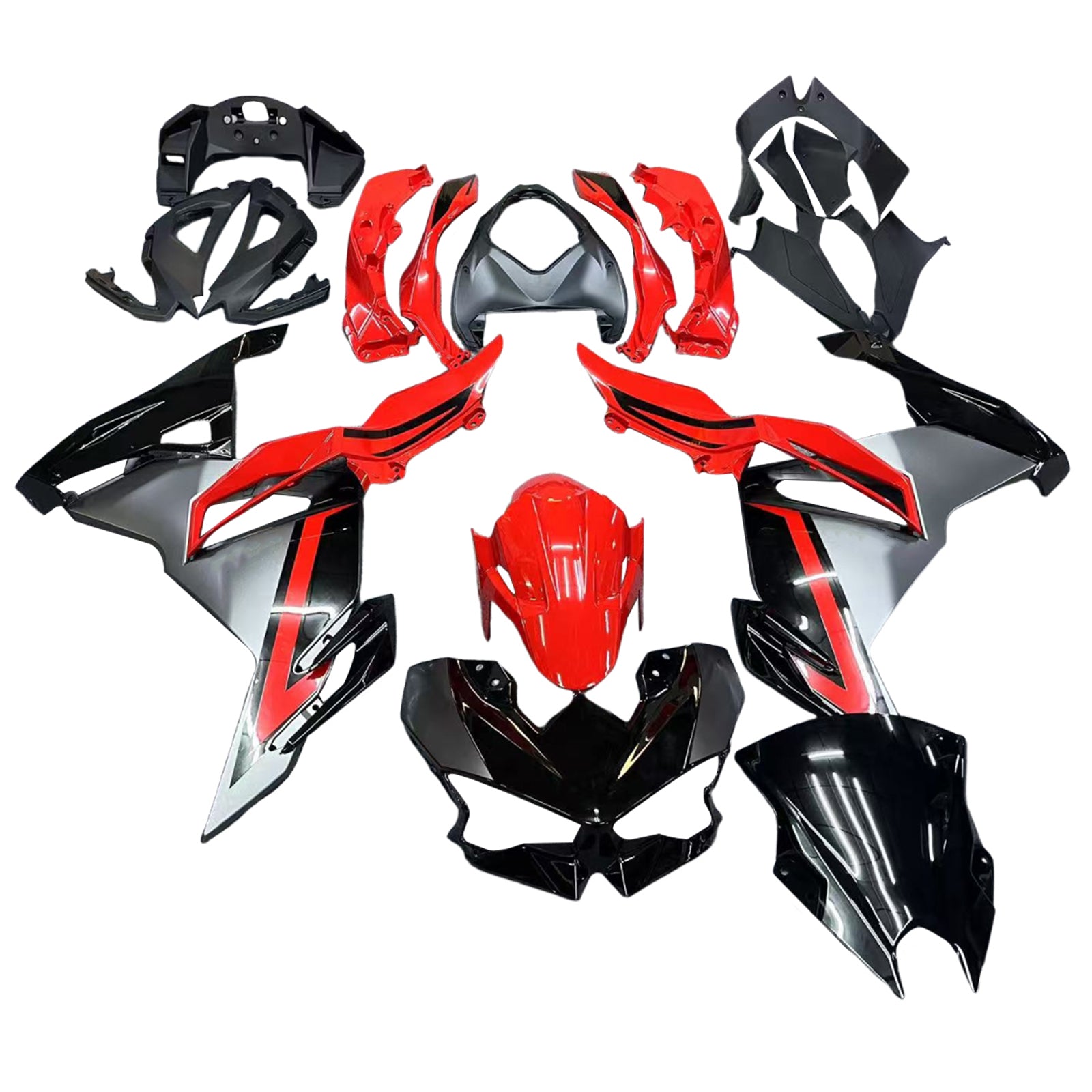 Amotopart 2024-2025 Kawasaki Ninja 500 Red Black Grey Fairing Kit