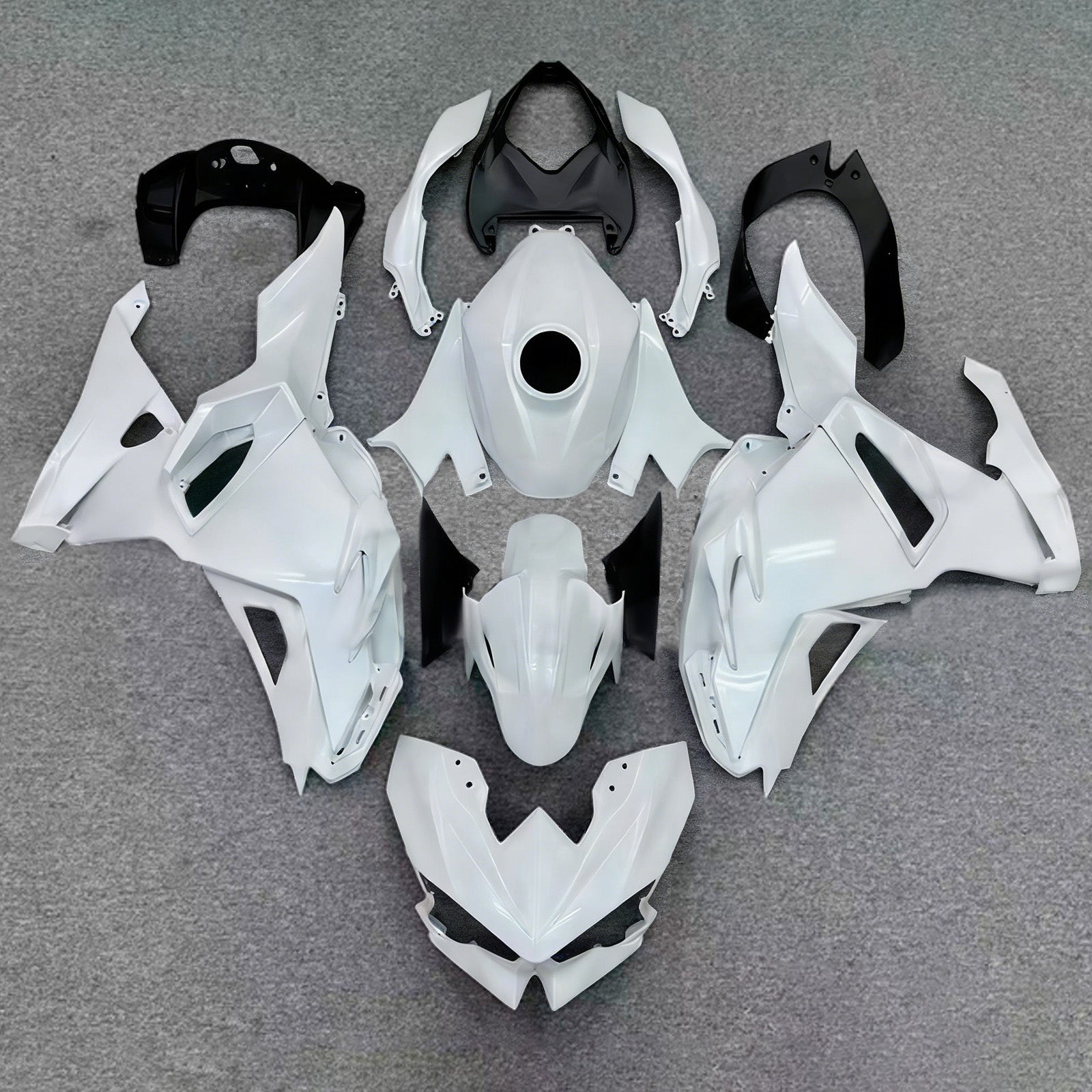 Amotopart 2024-2026 Kawasaki Ninja 500 Kit de carenado blanco negro