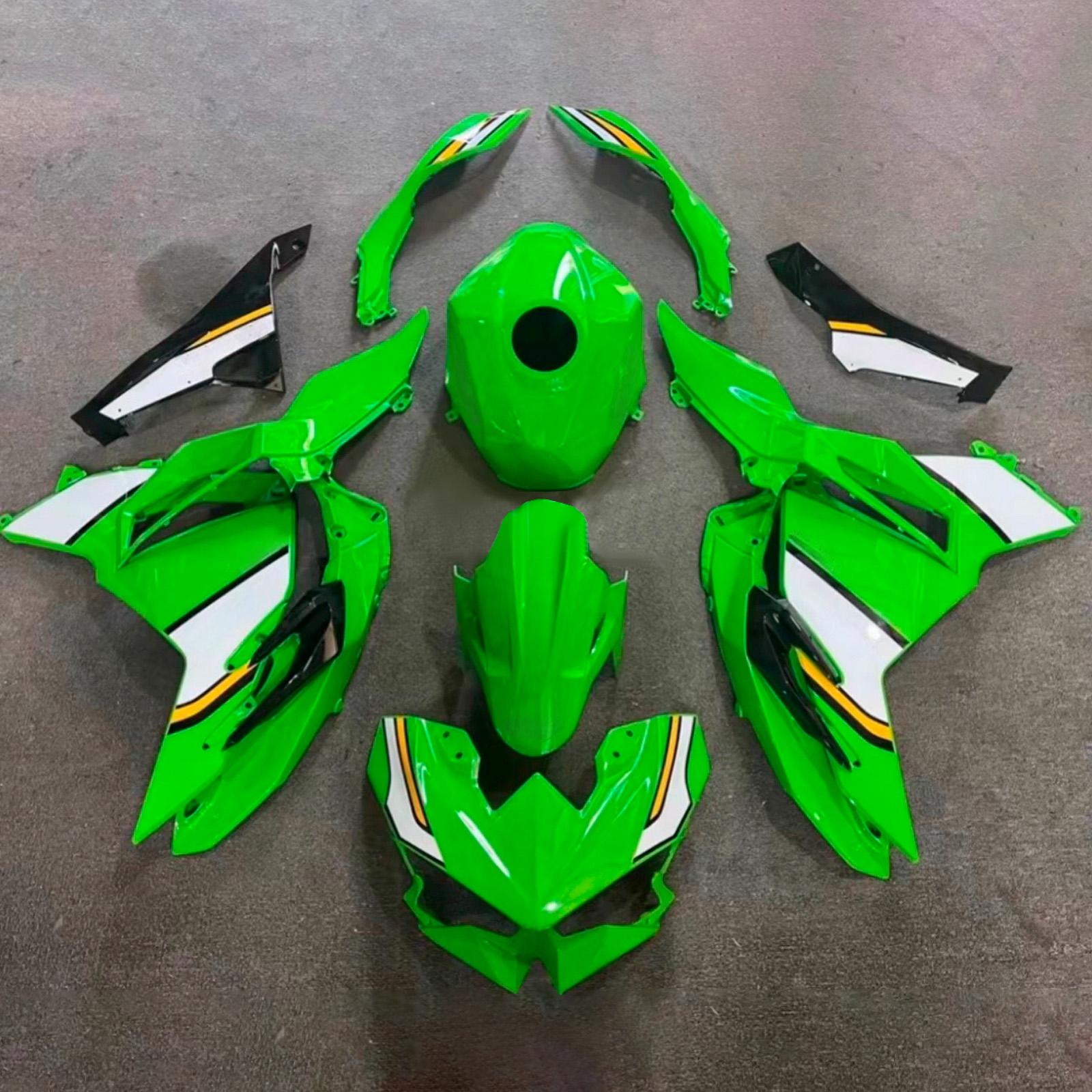 Amotopart 2024-2026 Kawasaki Ninja 500 Green White Fairing Kit