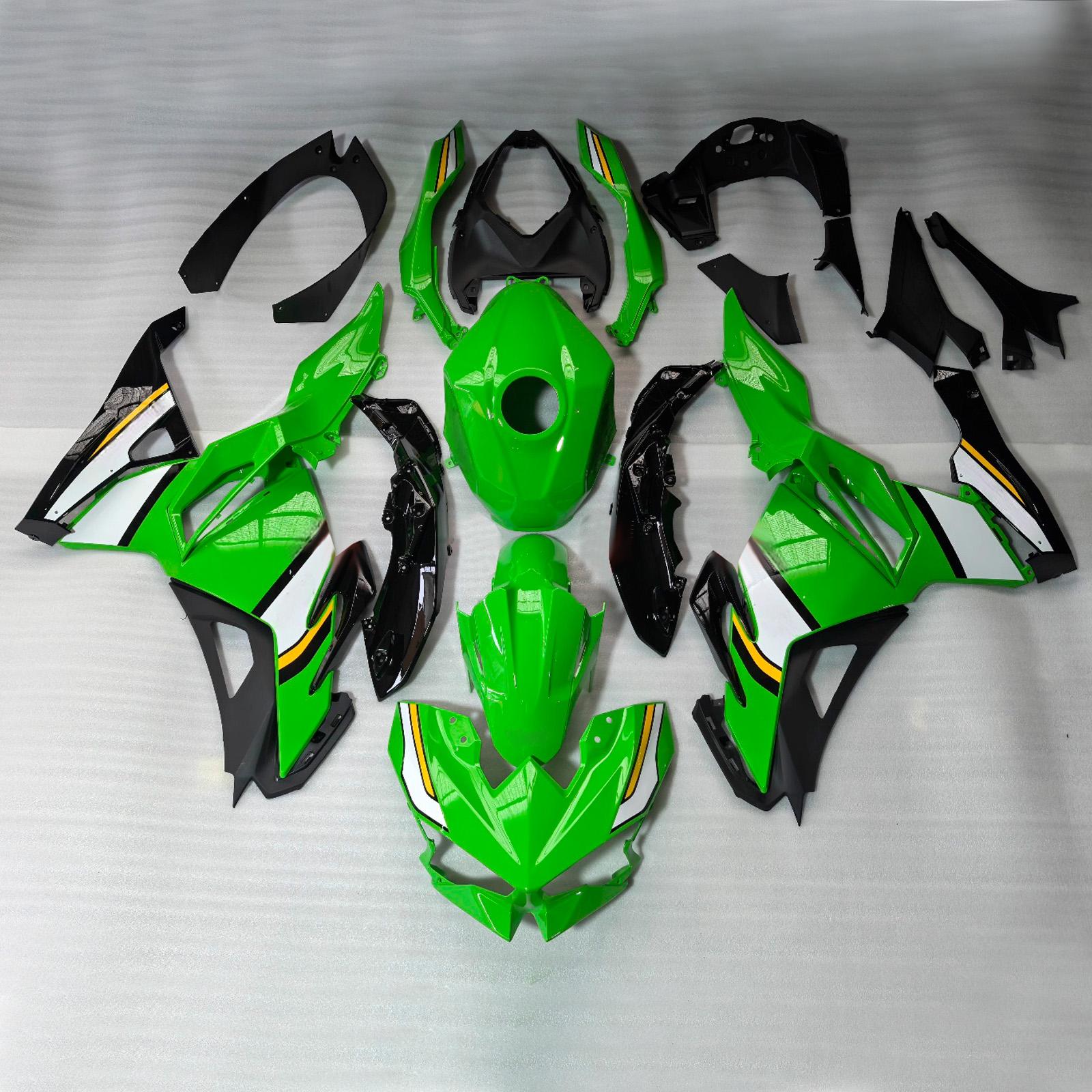 Amotopart 2024-2026 Kawasaki Ninja 500 Green Black White Fairing Kit