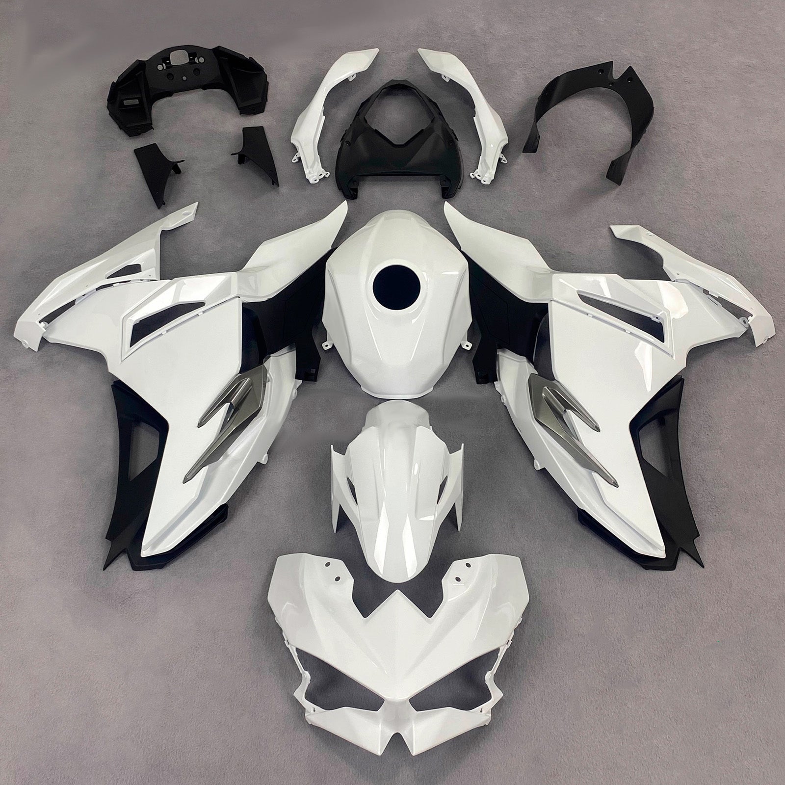 Amotopart 2024–2026 Kawasaki Ninja 500 Weiß Schwarz Verkleidungsset