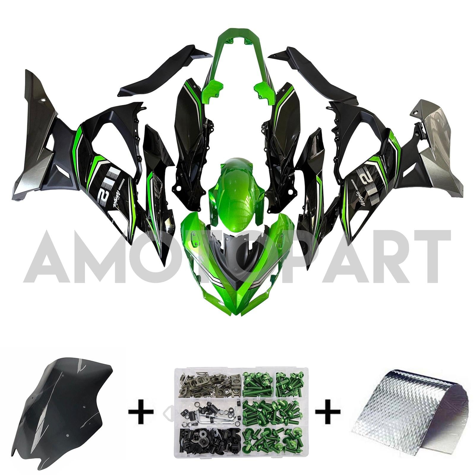 Amotopart 2020-2025 Kawasaki Z1000SX Ninja 1000SX/1100SX Black Green Grey Fairing Kit