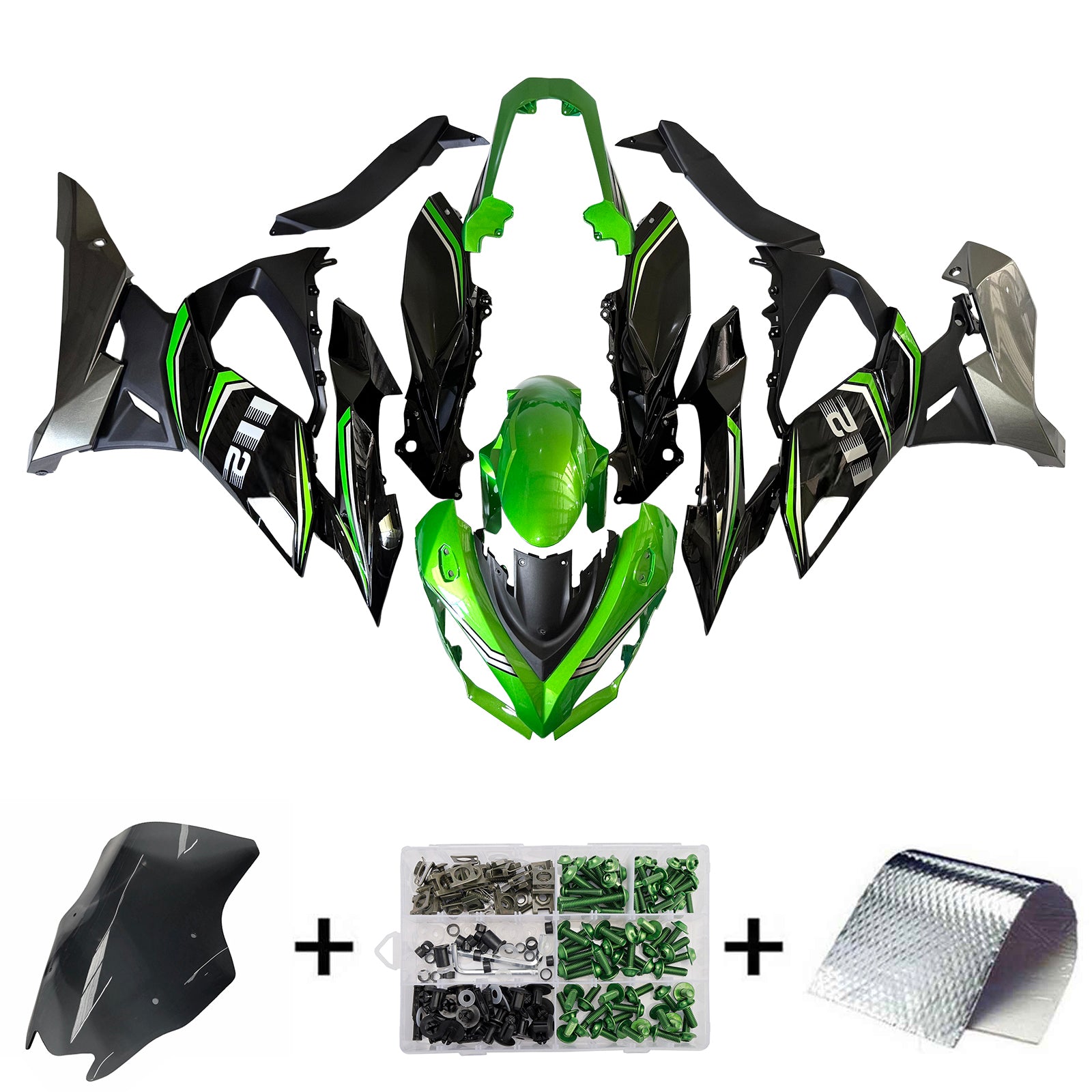 Amotopart 2020-2025 Kawasaki Z1000SX Ninja 1000SX/1100SX Black Green Grey Fairing Kit