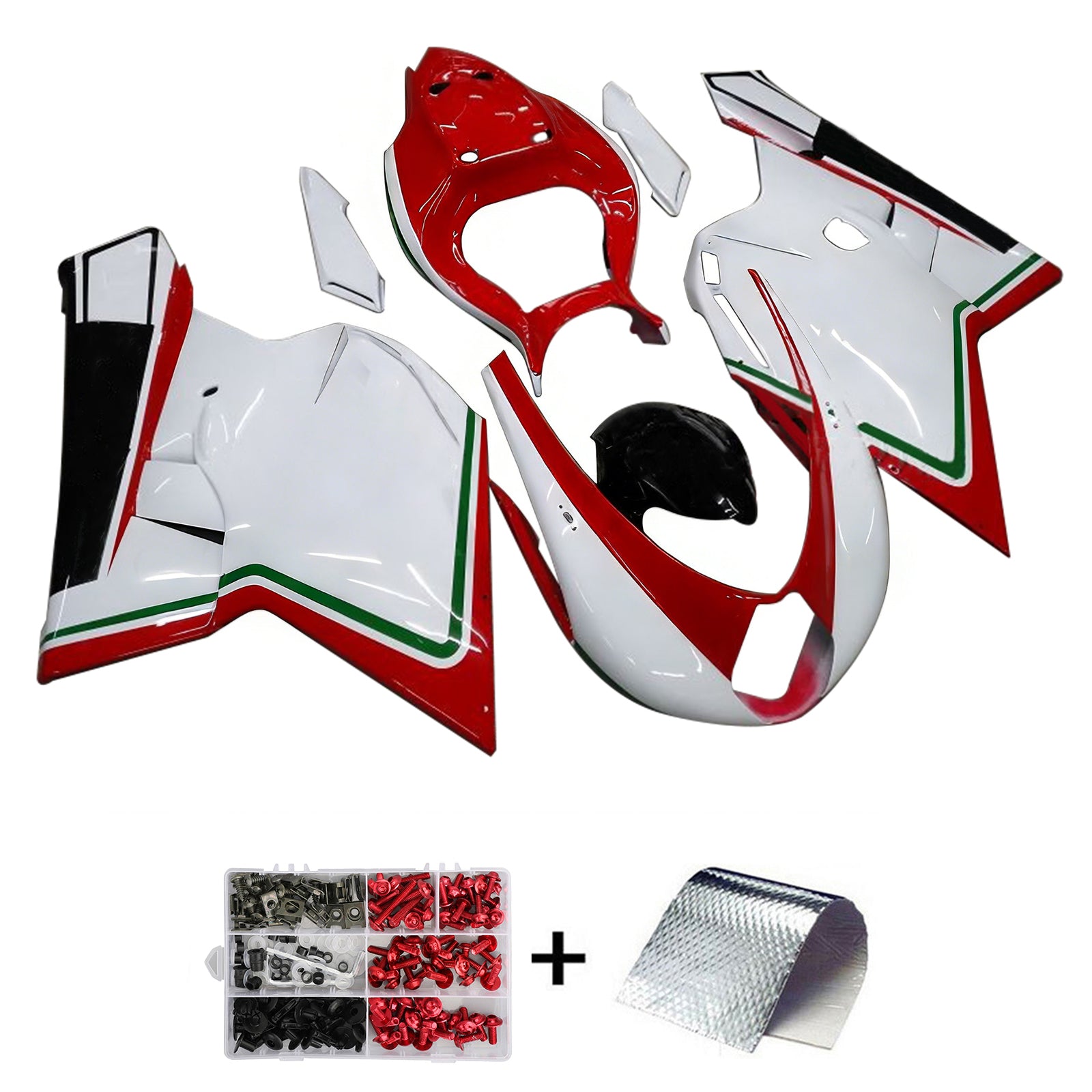 Amotopart 2005-2007 MV Agusta F4 1000 Rouge&WKit de carénage White Style2