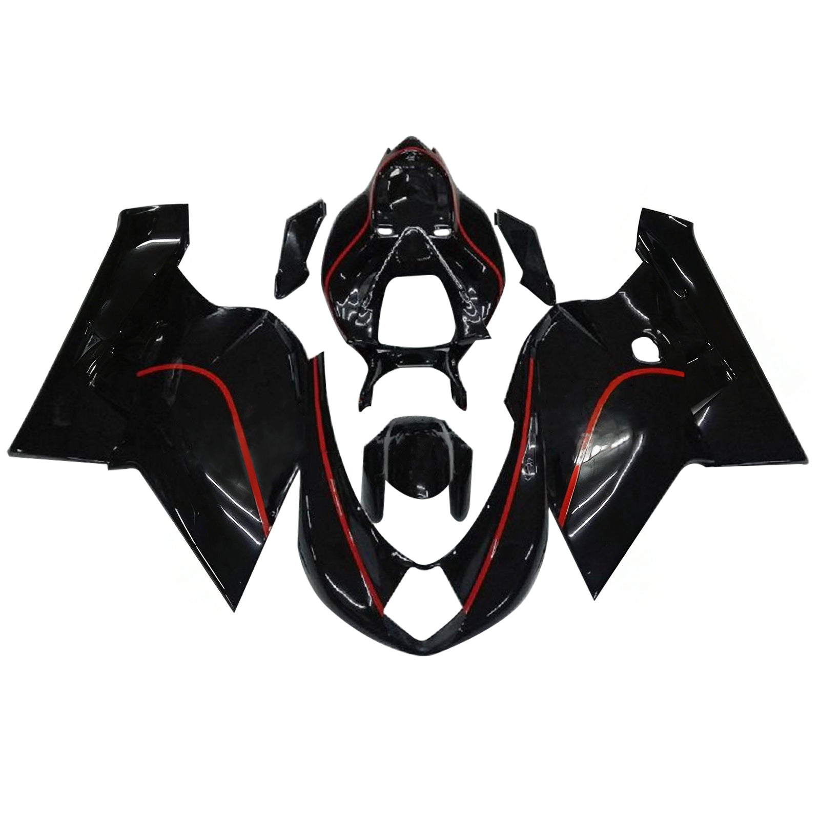 Amotopart 2005-2007 MV Agusta F4 1000 Black with Red Stripe Fairing Kit