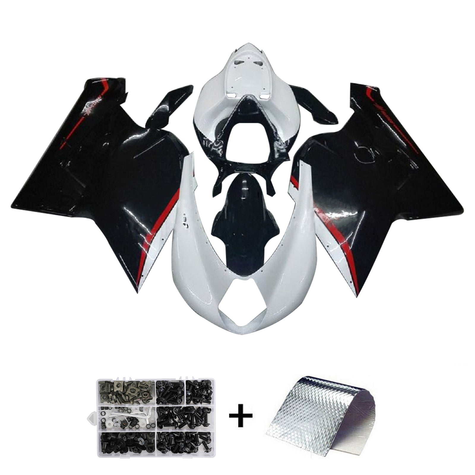 Amotopart 2005-2006 MV Agusta F4 1000 Kit de carenado negro y rojo