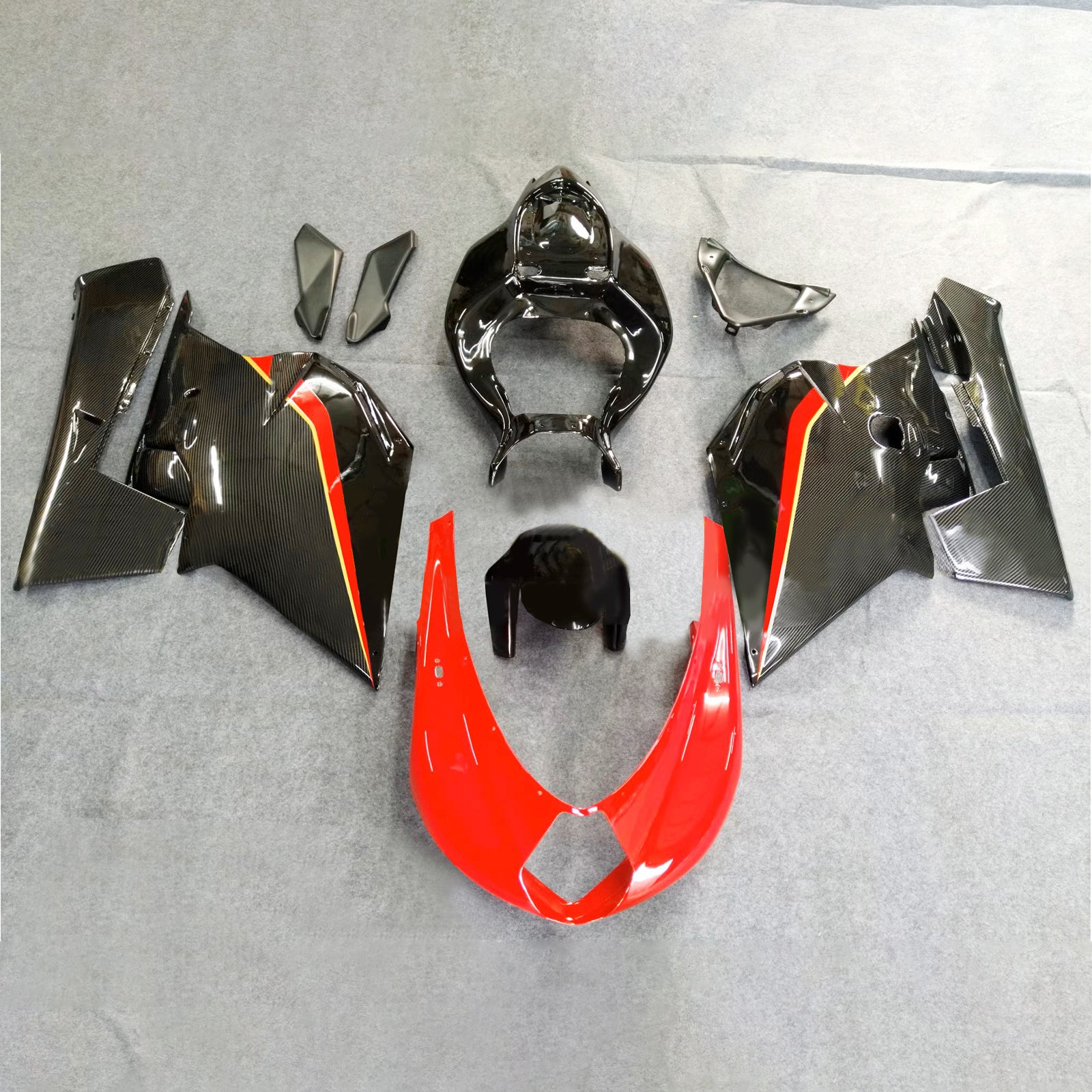 Amotopart 2005–2007 MV Agusta F4 1000 Verkleidungsset mit Kohlefasermuster, Rot
