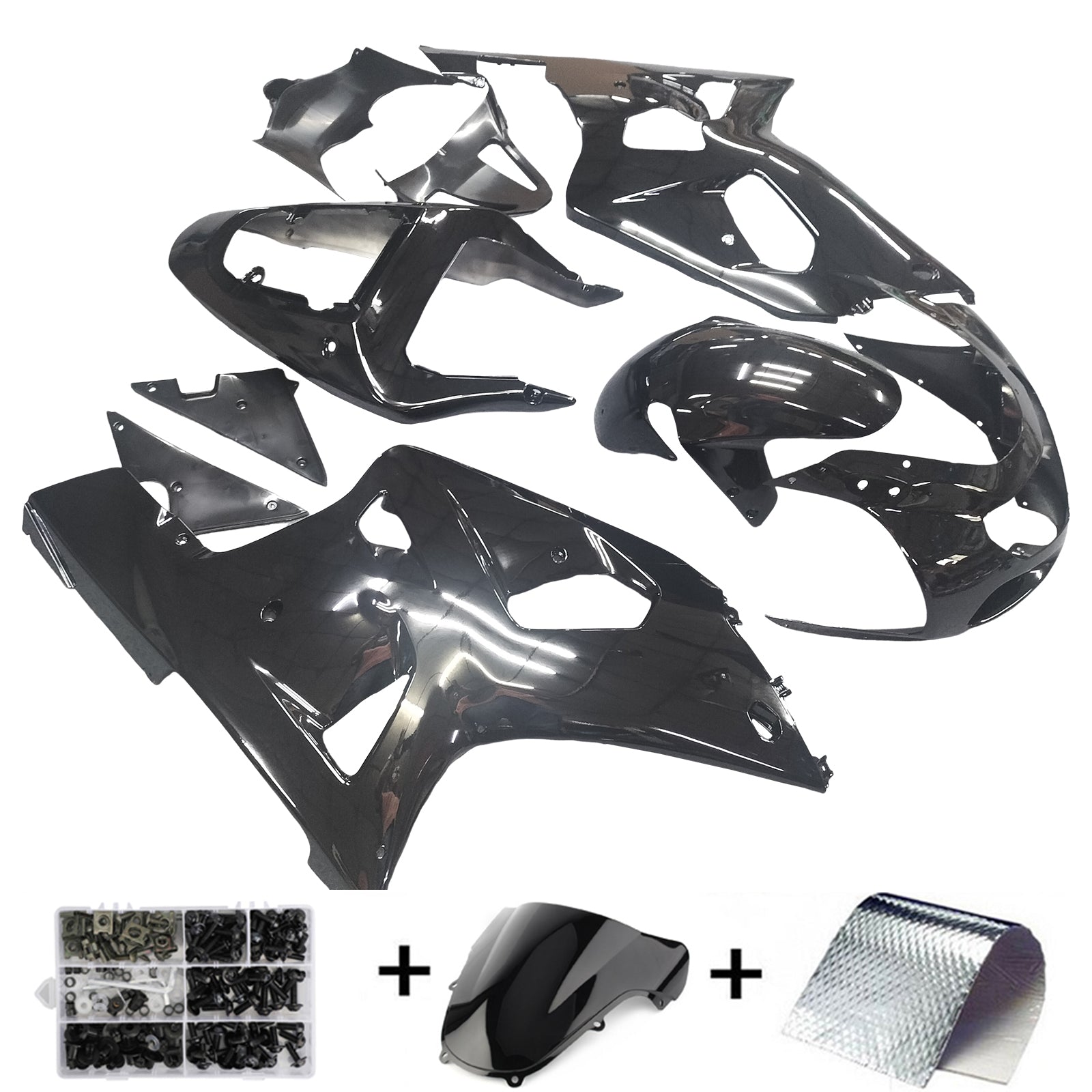 Amotopart 2001-2003 Suzuki GSXR 600 Kit de carenado negro brillante