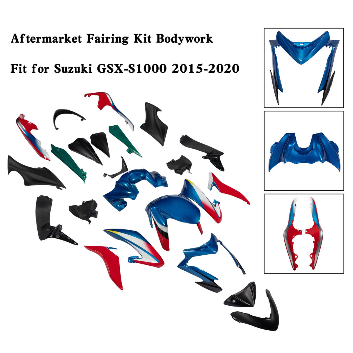 Amotopart 2015-2020 Suzuki GSX-S 1000 Blue&Red Fairing Kit