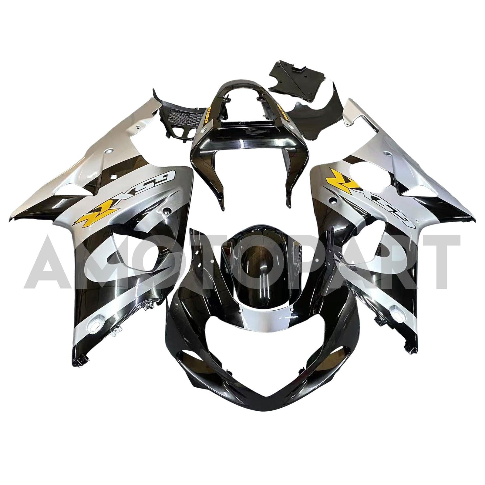 Amotopart 2000-2002 Suzuki GSXR1000 Fairing Black&Sliver Kit