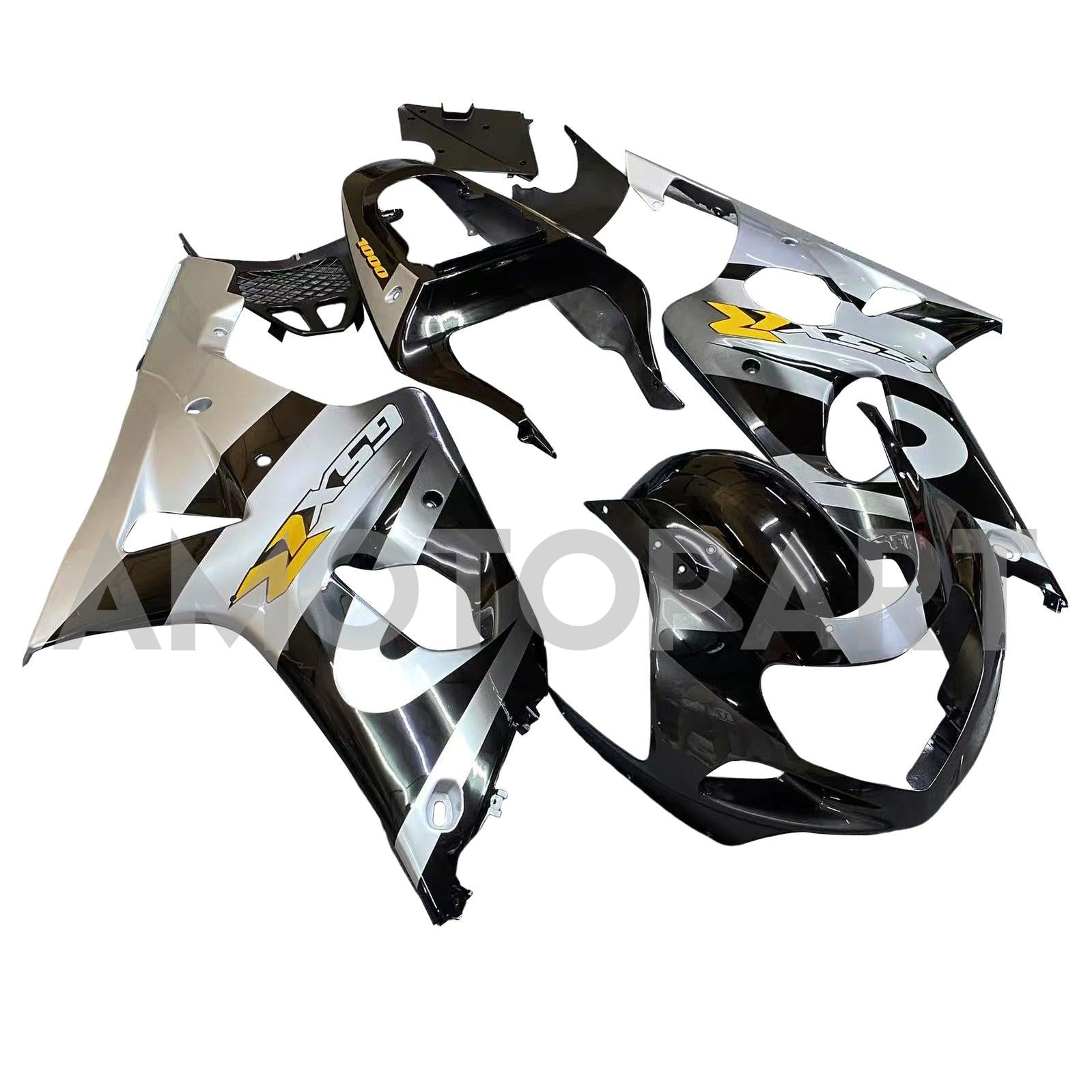 Amotopart 2000-2002 Suzuki GSXR1000 Fairing Black&Sliver Kit