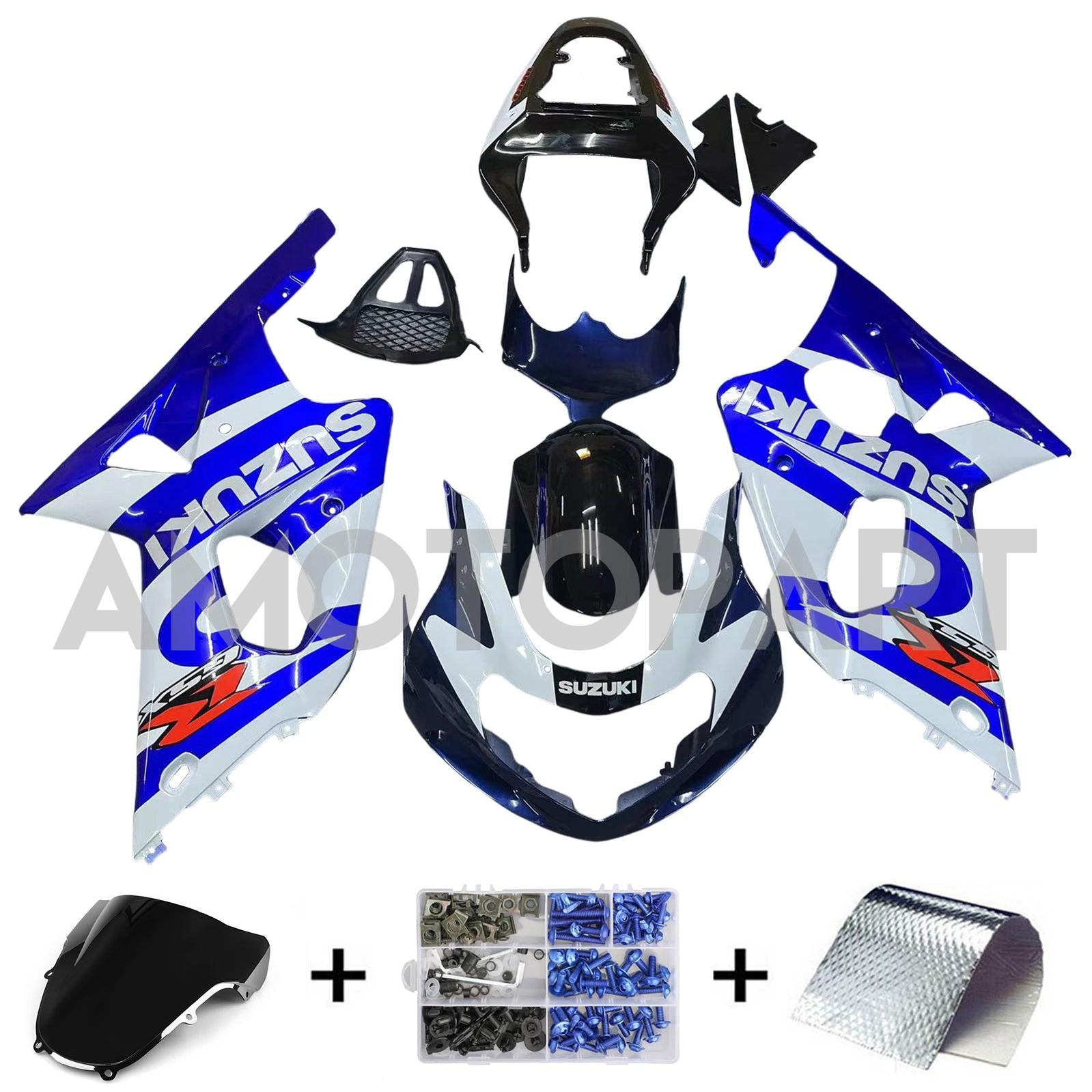 Amotopart 2000-2002 Suzuki GSXR1000 Fairing Blue&White Style3 Kit