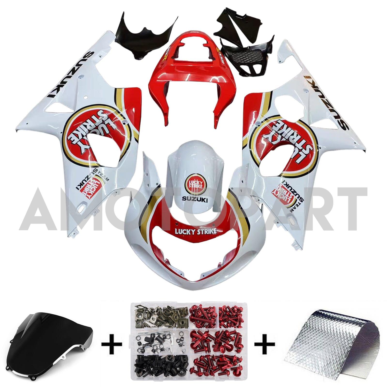 Amotopart 2000-2002 Suzuki GSXR1000 Fairing White&Red Kit