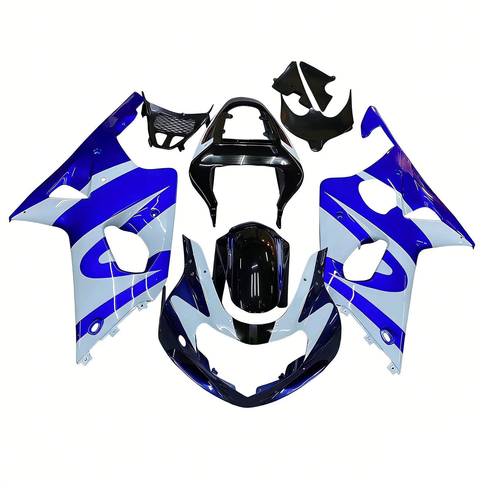 Amotopart 2000-2002 Suzuki GSXR1000 Fairing Blue & White Style1 Kit