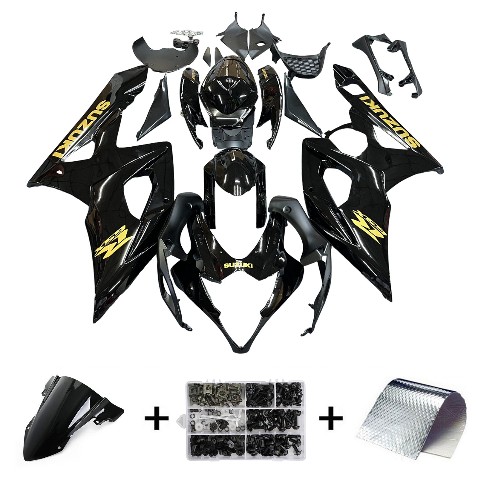 Amotopart 2005-2006 Suzuki GSXR1000 Fairing Black&Gold Kit