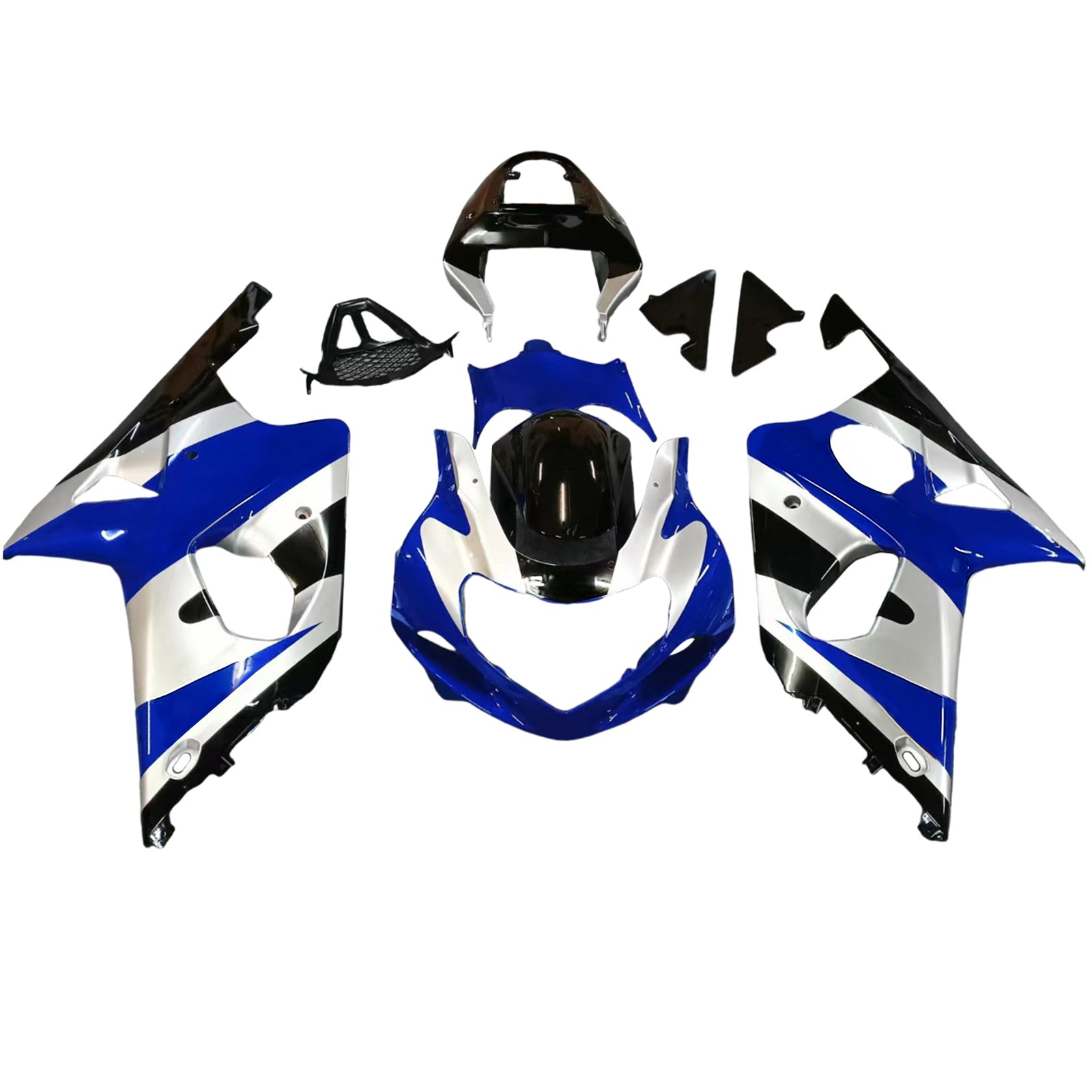 Amotopart 2000-2002 Suzuki GSXR1000 Fairing Blue&Sliver Kit