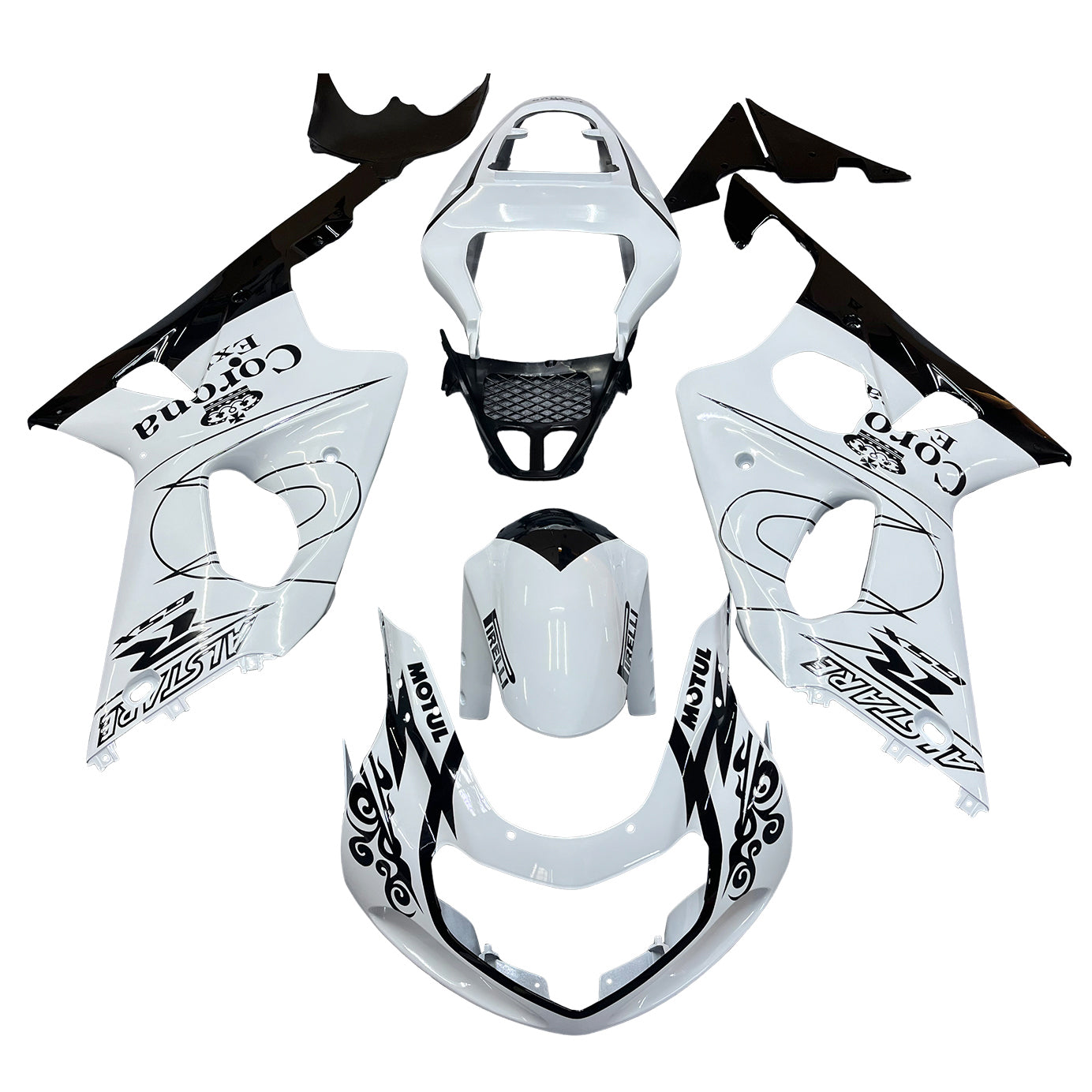 Amotopart 2000-2002 Suzuki GSXR1000 Fairing White Kit