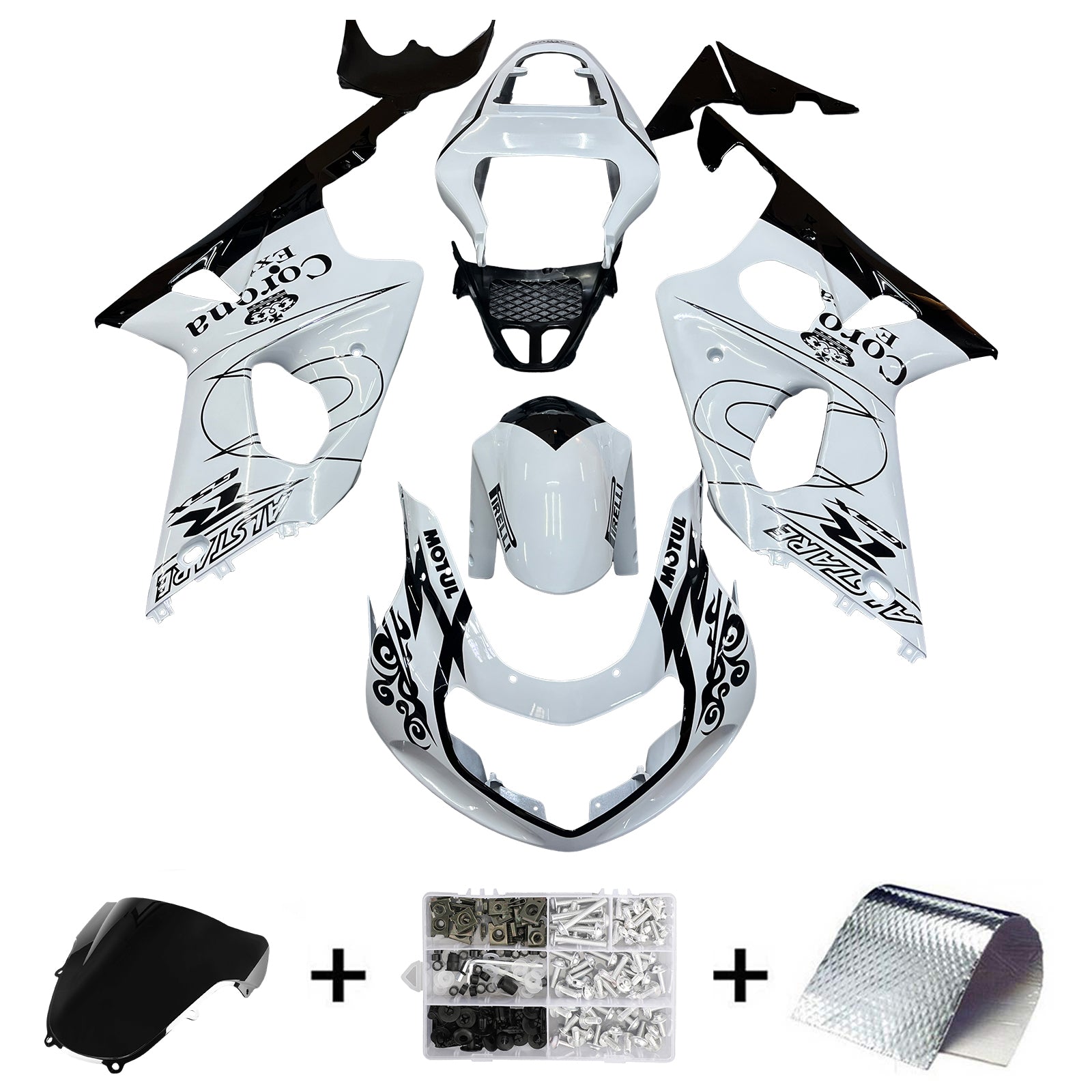 Amotopart 2000-2002 Suzuki GSXR1000 Kit de carenado blanco