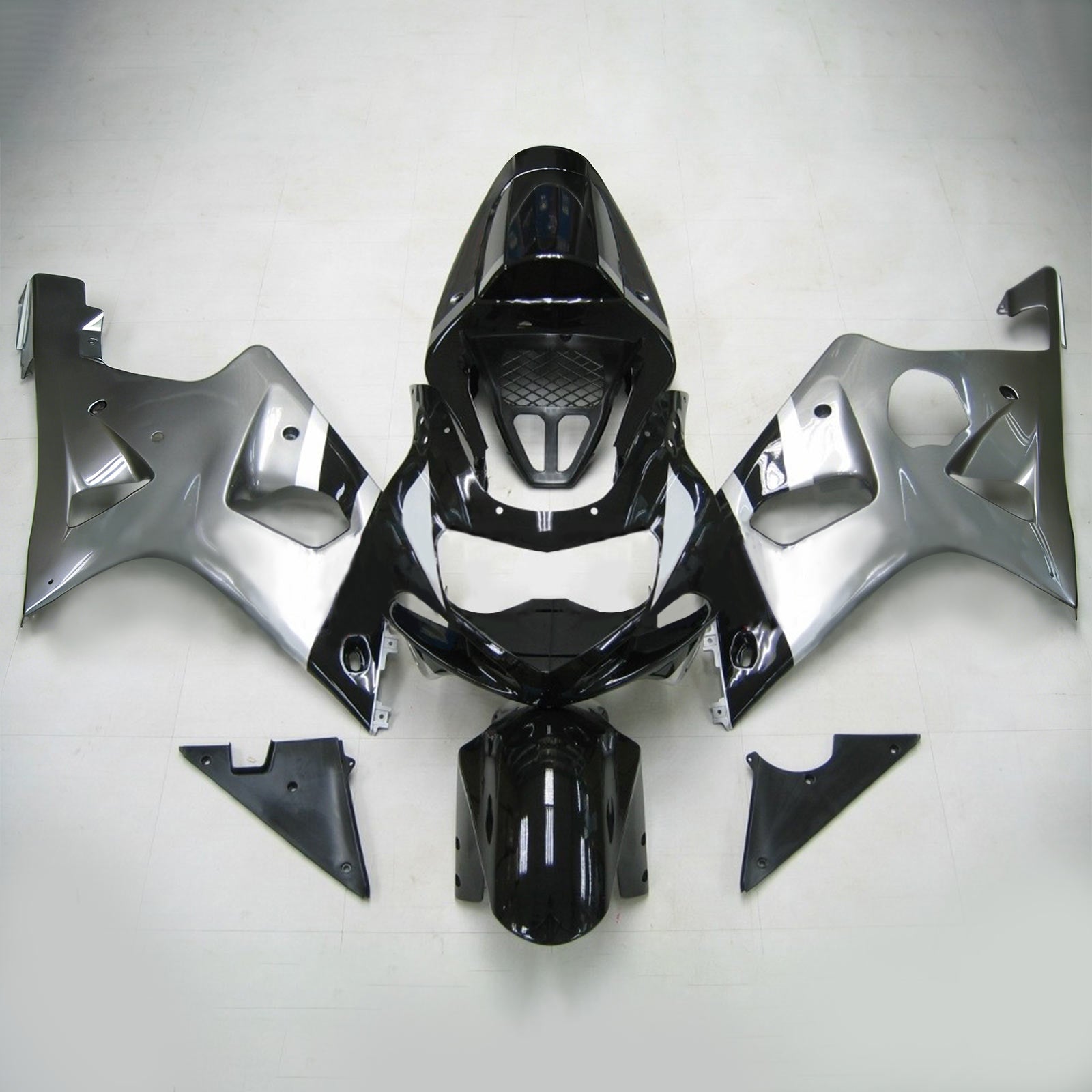 Kit de carenagem Amotopart Suzuki 2000-2002 GSXR1000 Black Sliver