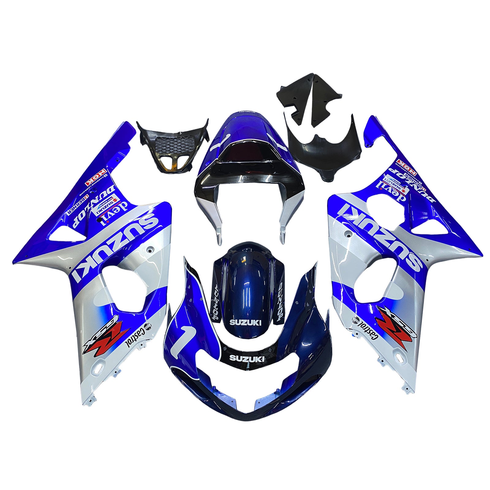 Amotopart Suzuki 2000-2002 GSXR1000 White Blue Fairing Kit