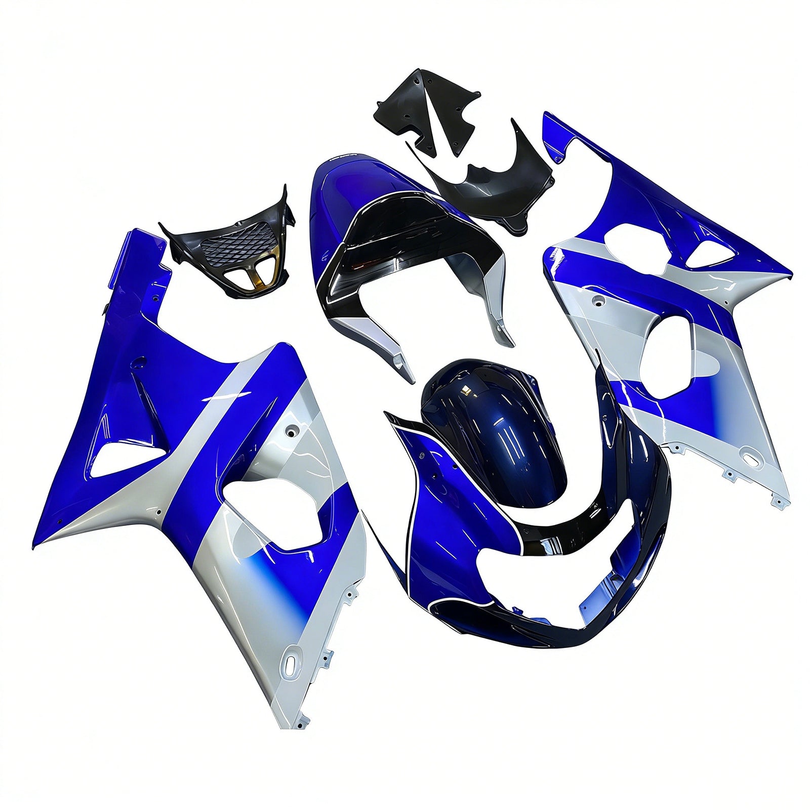 Amotopart Suzuki 2000-2002 GSXR1000 White Blue Fairing Kit