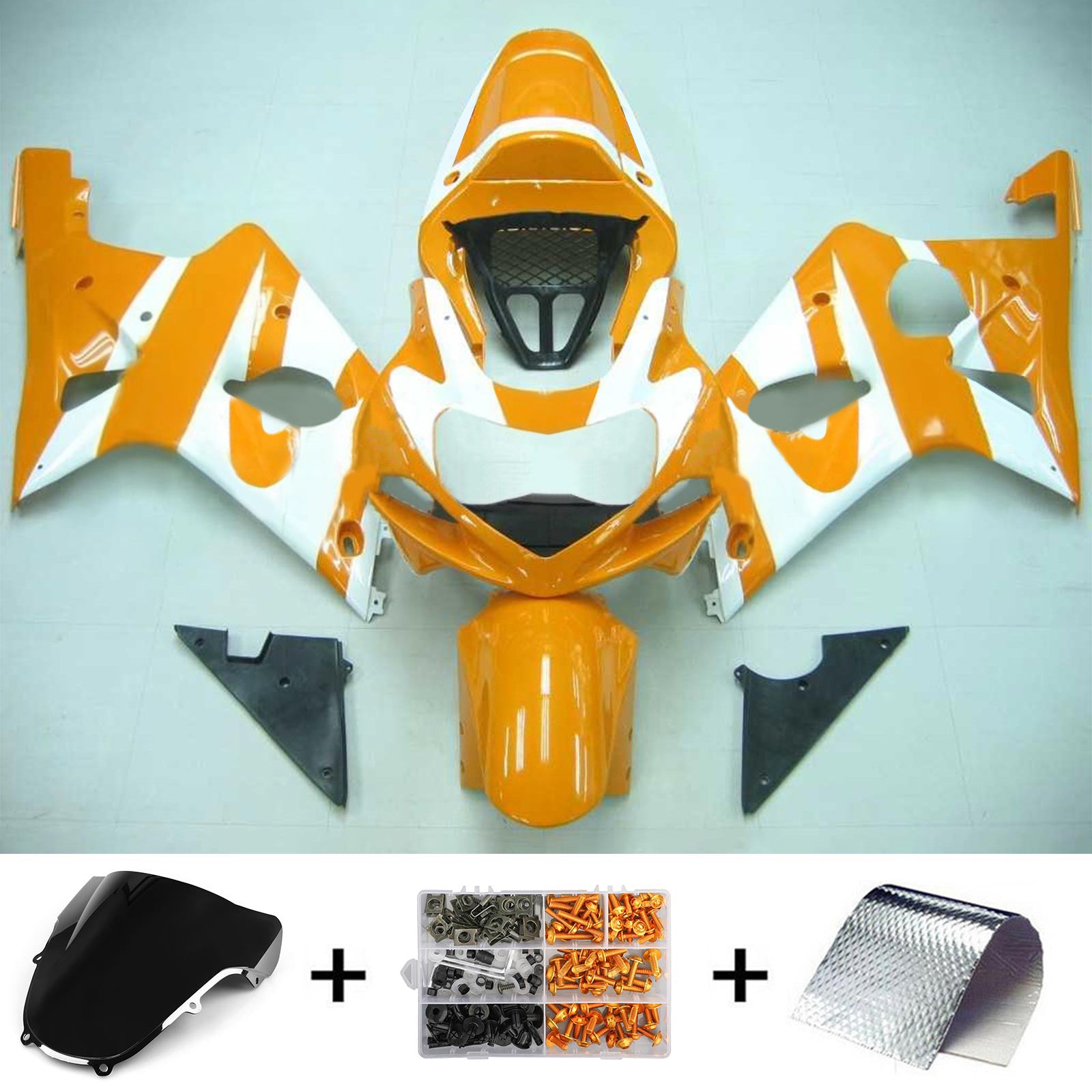 Kit de carenagem Amotopart Suzuki 2000-2002 GSXR1000 amarelo branco