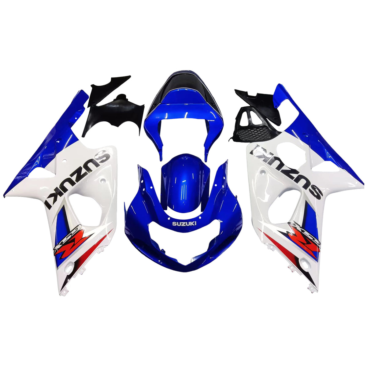 Amotopart Suzuki 2000-2002 GSXR1000 Bleu avec kit de carénage blanc