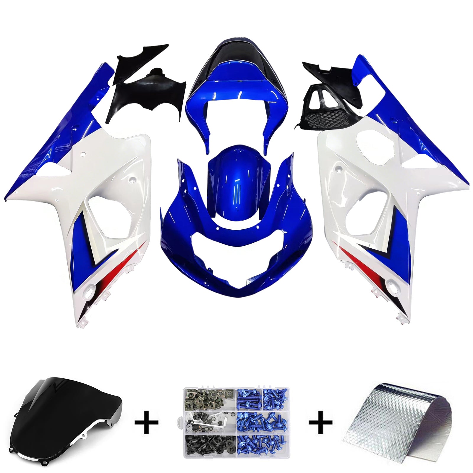 Amotopart Suzuki 2000-2002 GSXR1000 blauw met witte kuipkit