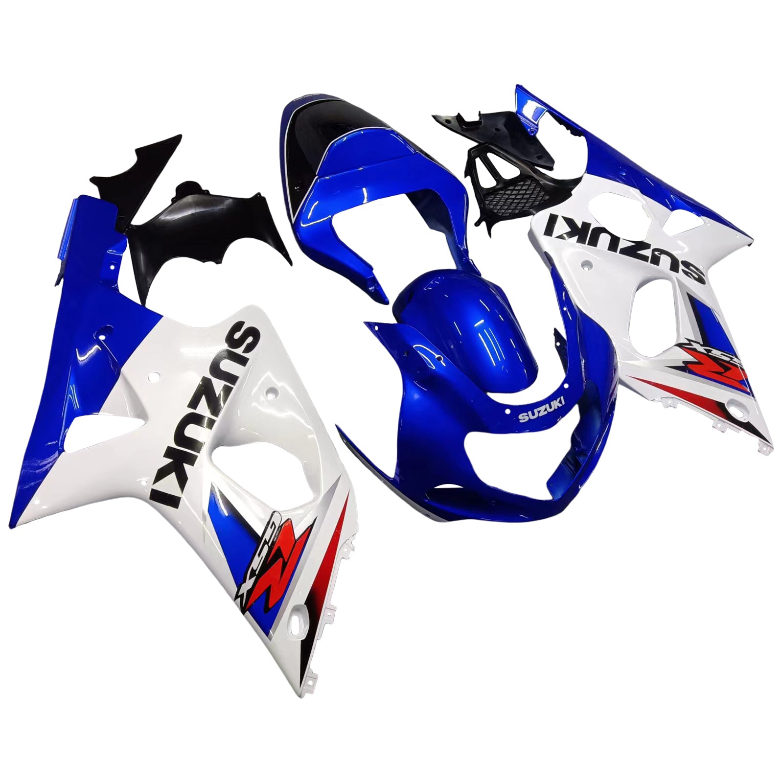 Amotopart Suzuki 2000-2002 GSXR1000 Bleu avec kit de carénage blanc