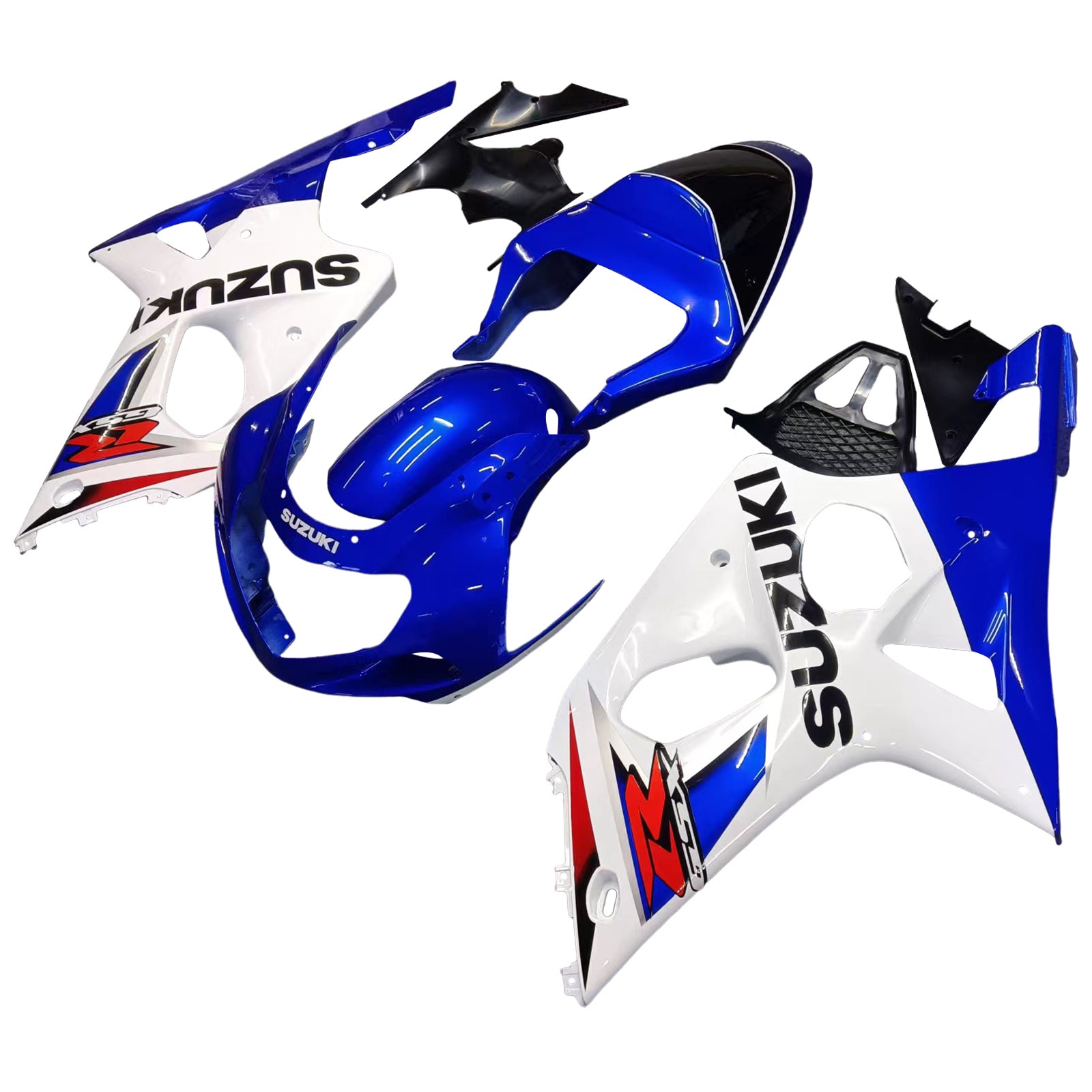 Amotopart Suzuki 2000-2002 GSXR1000 Bleu avec kit de carénage blanc