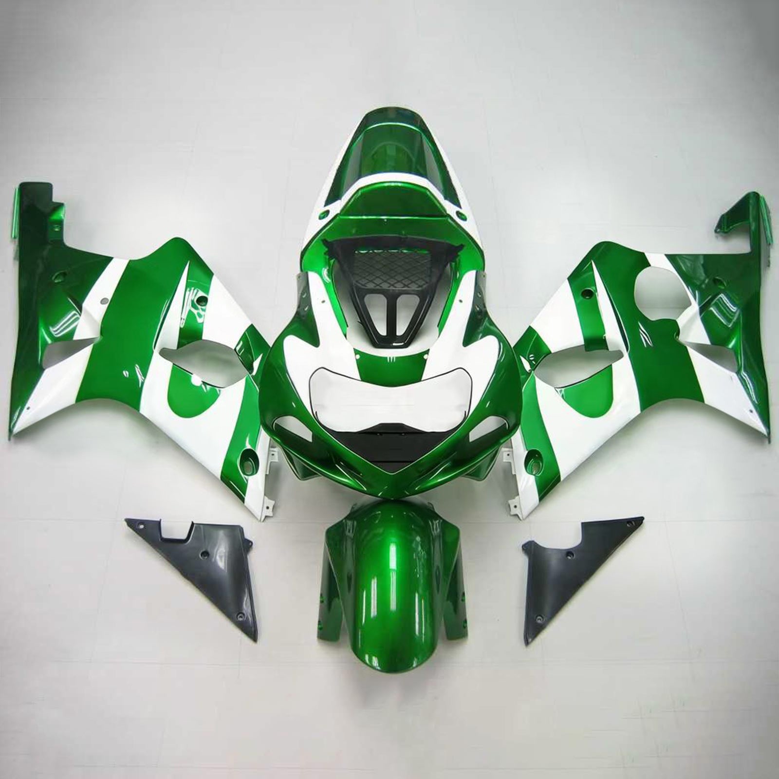 Kit de carenagem Amotopart Suzuki 2000-2002 GSXR1000 verde branco
