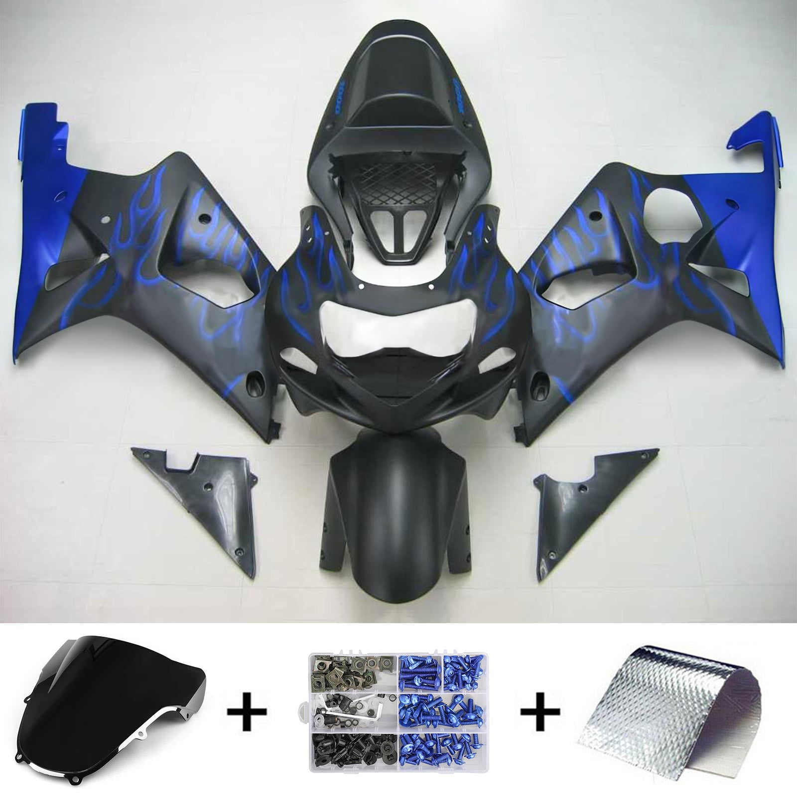 Kit de carenagem Amotopart Suzuki 2000-2002 GSXR1000 preto azul