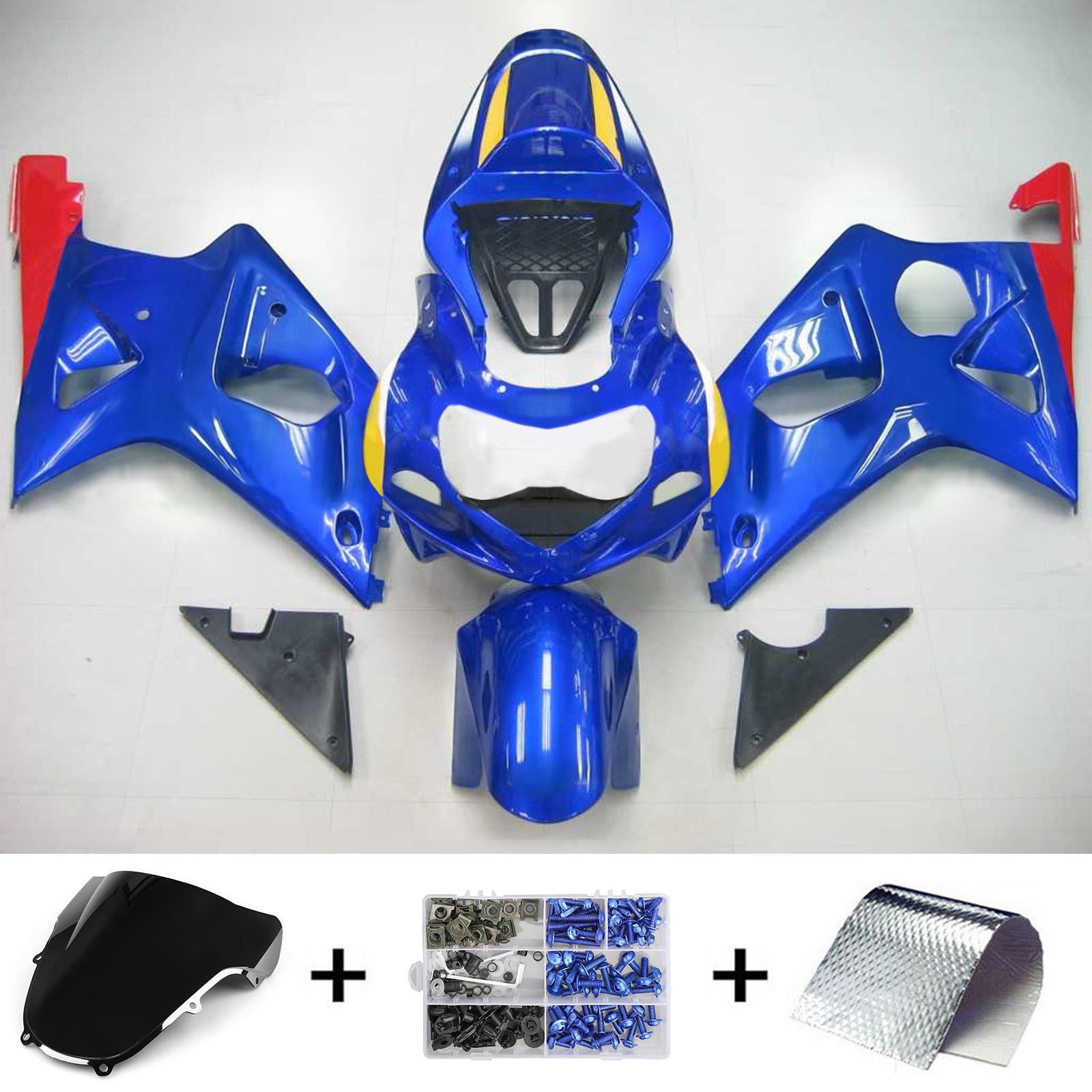 Kit de carenagem Amotopart Suzuki 2000-2002 GSXR1000 vermelho azul