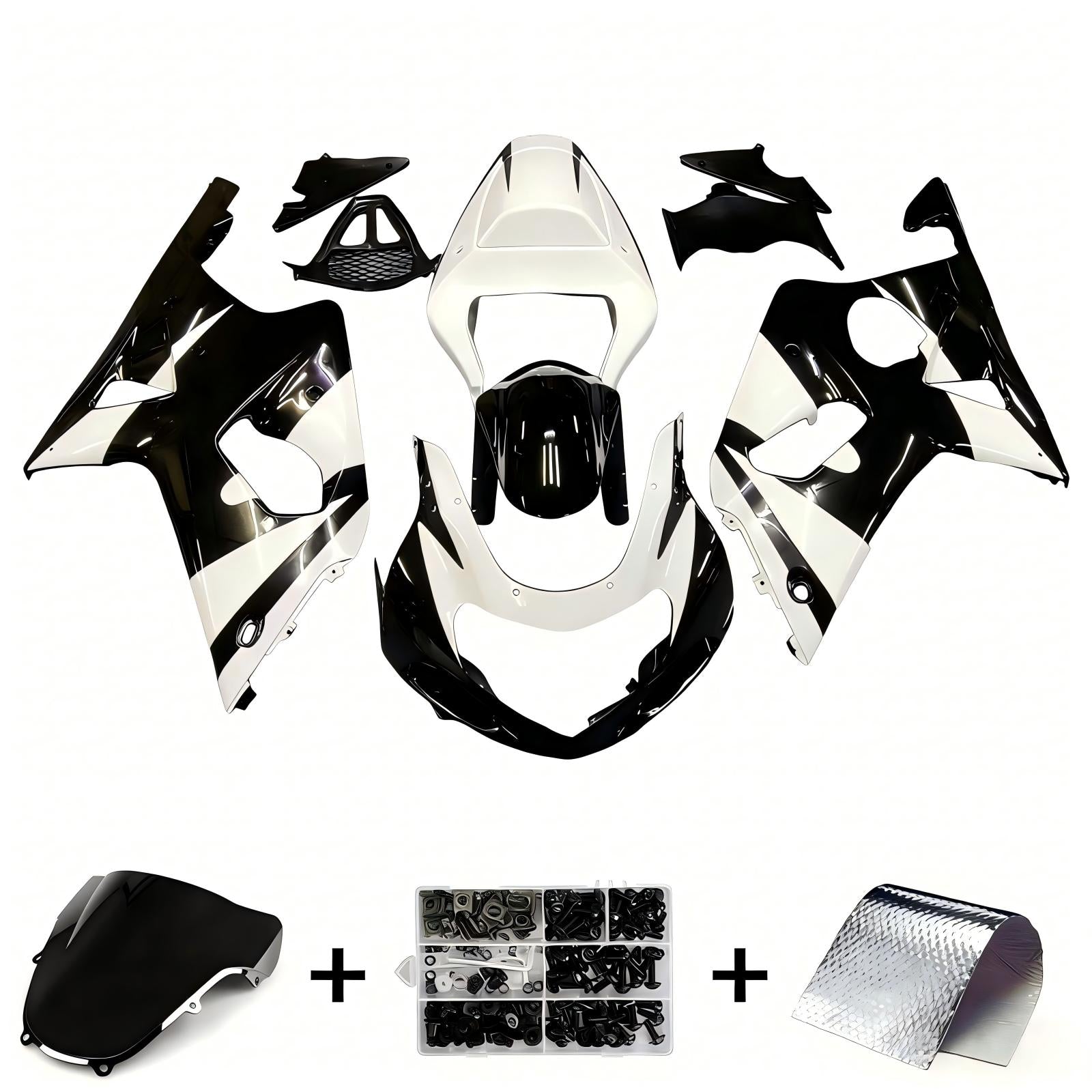 Amotopart Suzuki 2000-2002 GSXR1000 Wit Black Fairing Kit