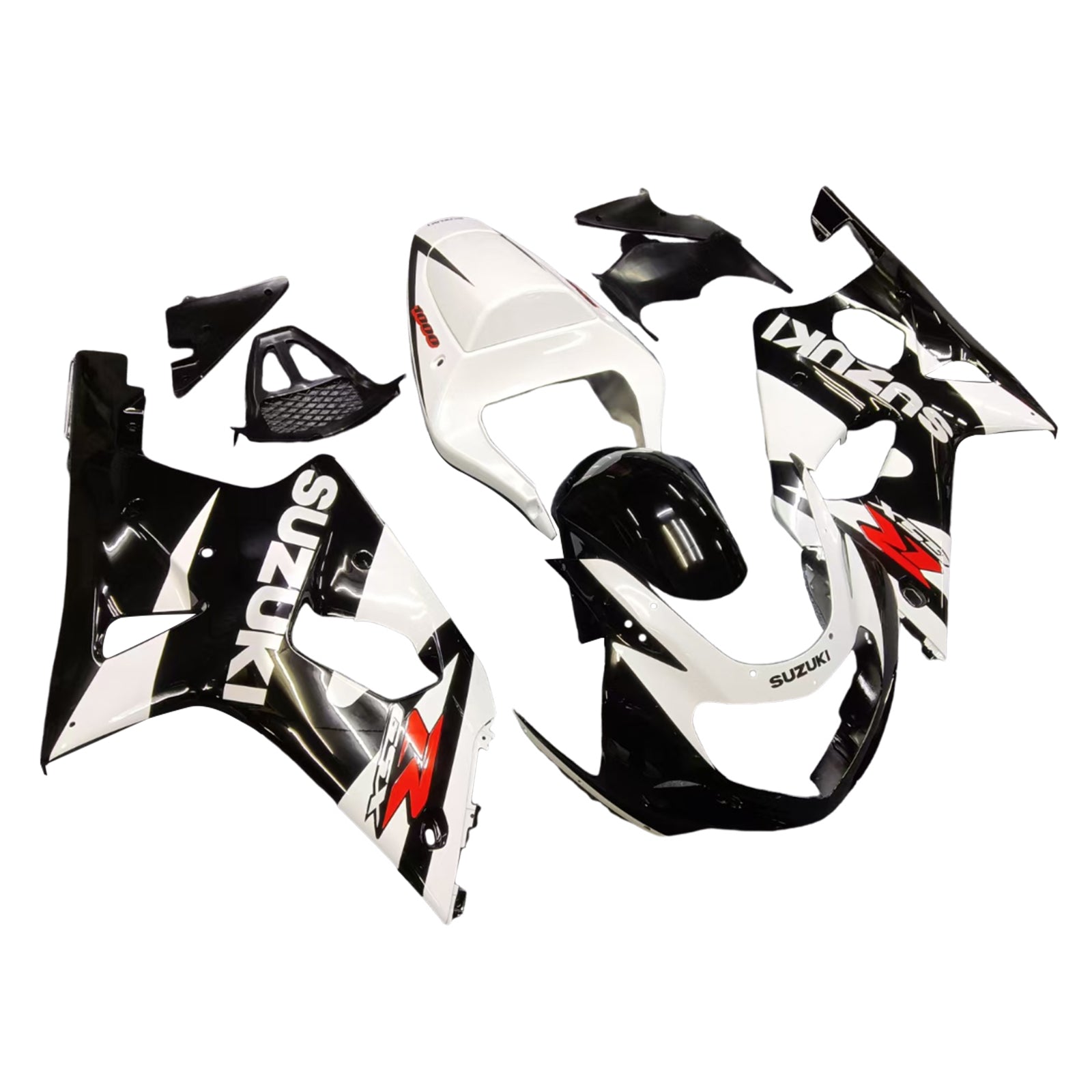 Amotopart Suzuki 2000-2002 GSXR1000 White Black Fairing Kit