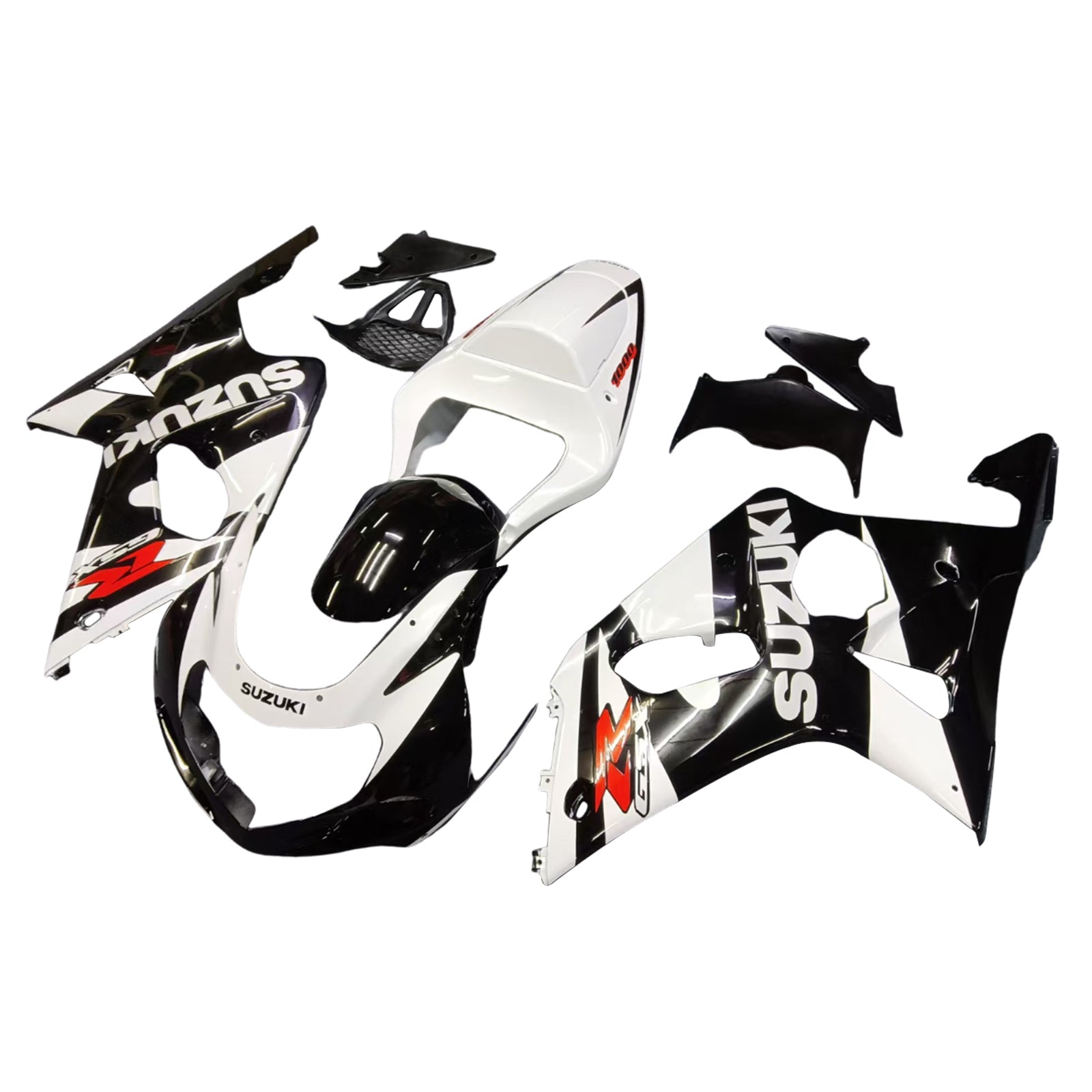 Amotopart Suzuki 2000–2002 GSXR1000 Weiß Schwarz Verkleidungsset