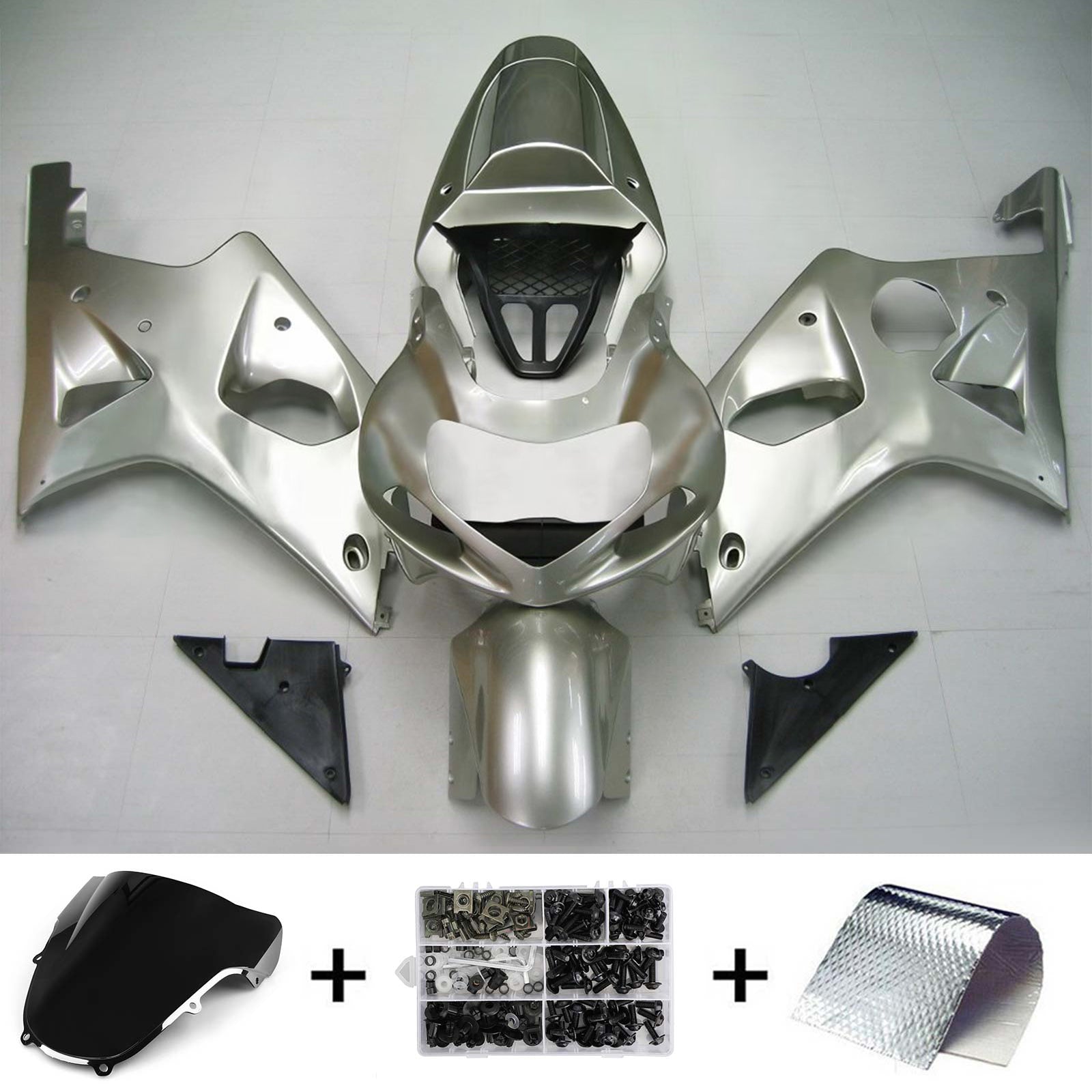 Kit de carenagem prateada Amotopart Suzuki 2000-2002 GSXR1000