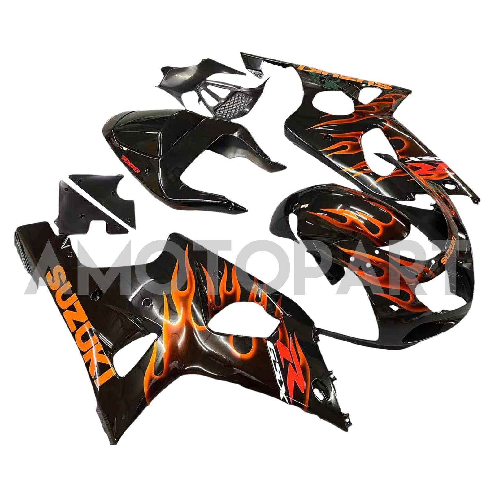 Amotopart Suzuki 2000-2002 GSXR1000 Black Orange Fairing Kit