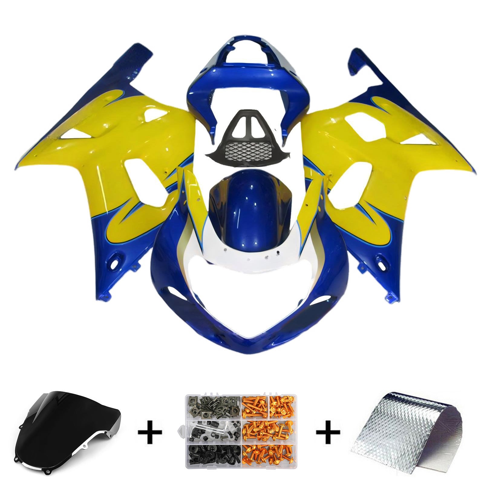 Amotopart 2000-2002 K1 K2 GSXR1000 Suzuki Blue&Yellow Style3 Fairing Kit