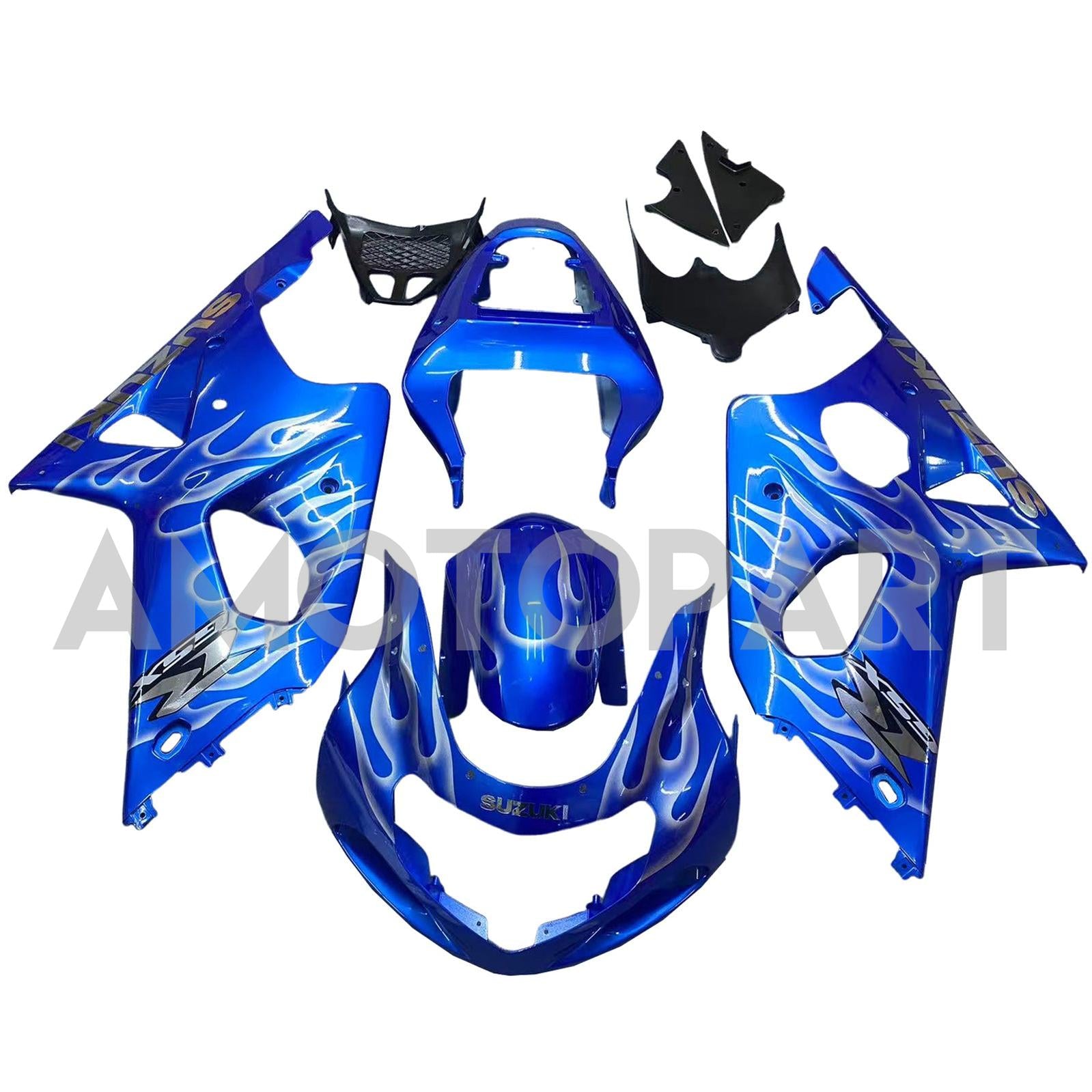 Amotopart 2000-2002 K1 K2 GSXR1000 Suzuki Blue&White Flame Fairing Kit
