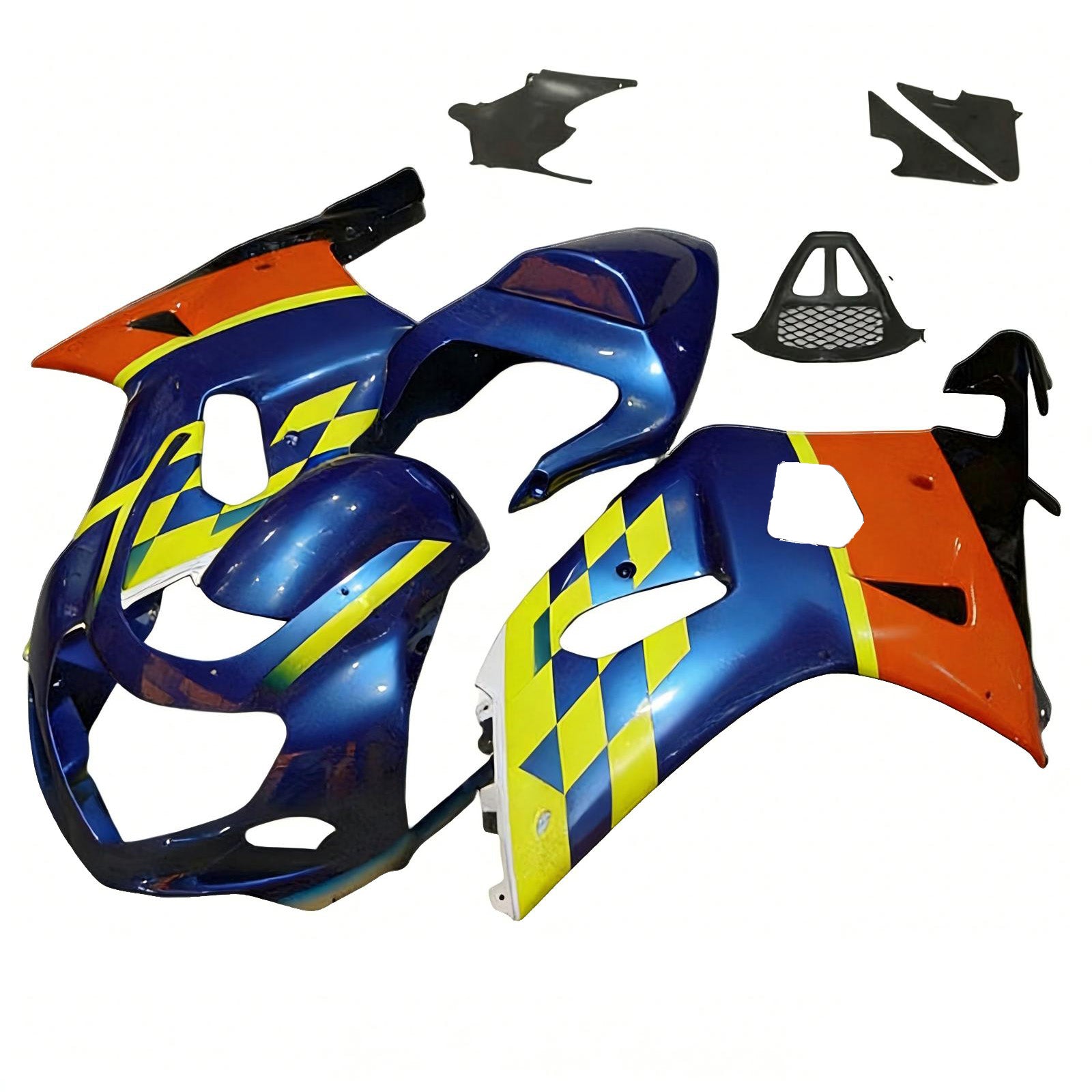 Amotopart 2000-2002 K1 K2 GSXR1000 Suzuki Blue & Yellow Access Style1 Fairing Zestaw